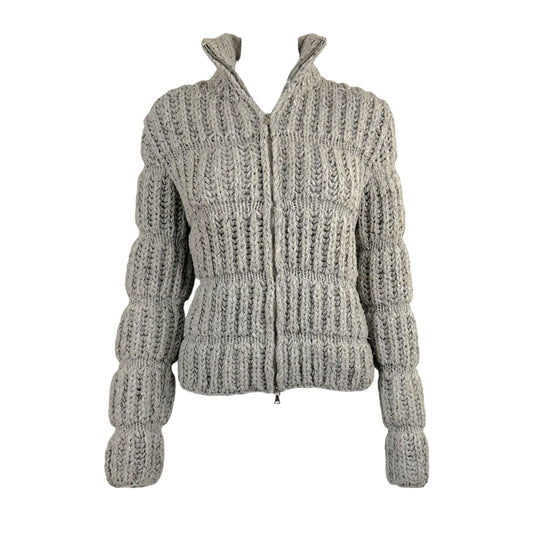 Prada Merino Wool Gray Double Zipper Chunky Sweater - Outfit Repeater