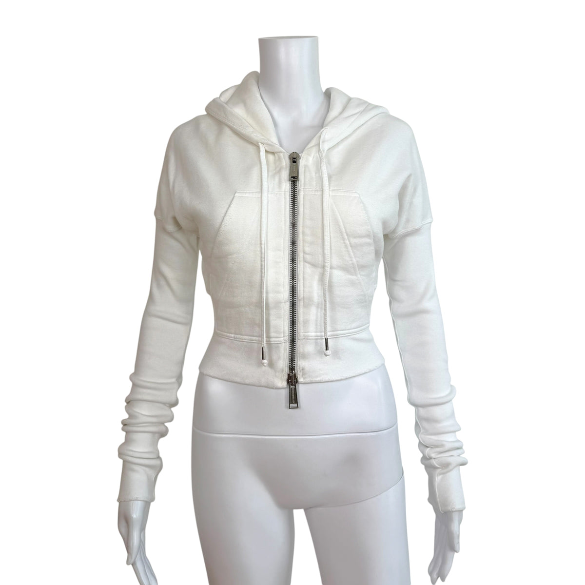 Dsquared2 White Cropped Hoodie With Maple Syrup Graphic