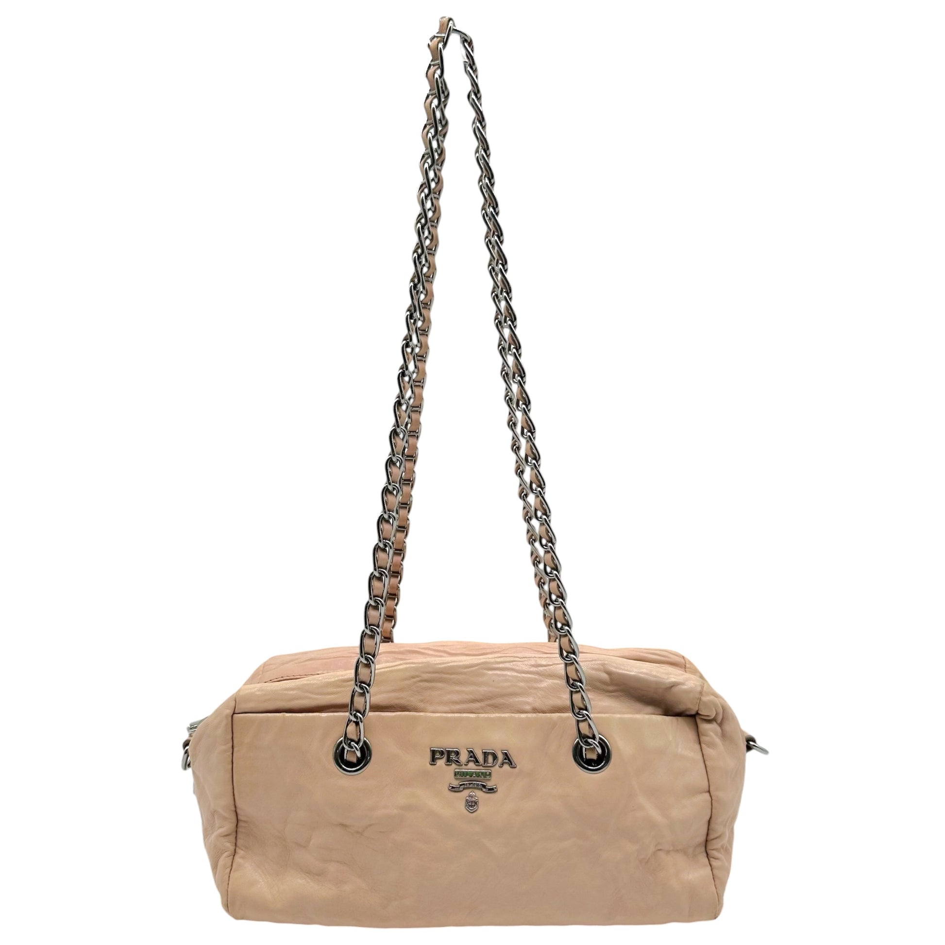 Prada Light Pink Leather East-West Shoulder Bag
