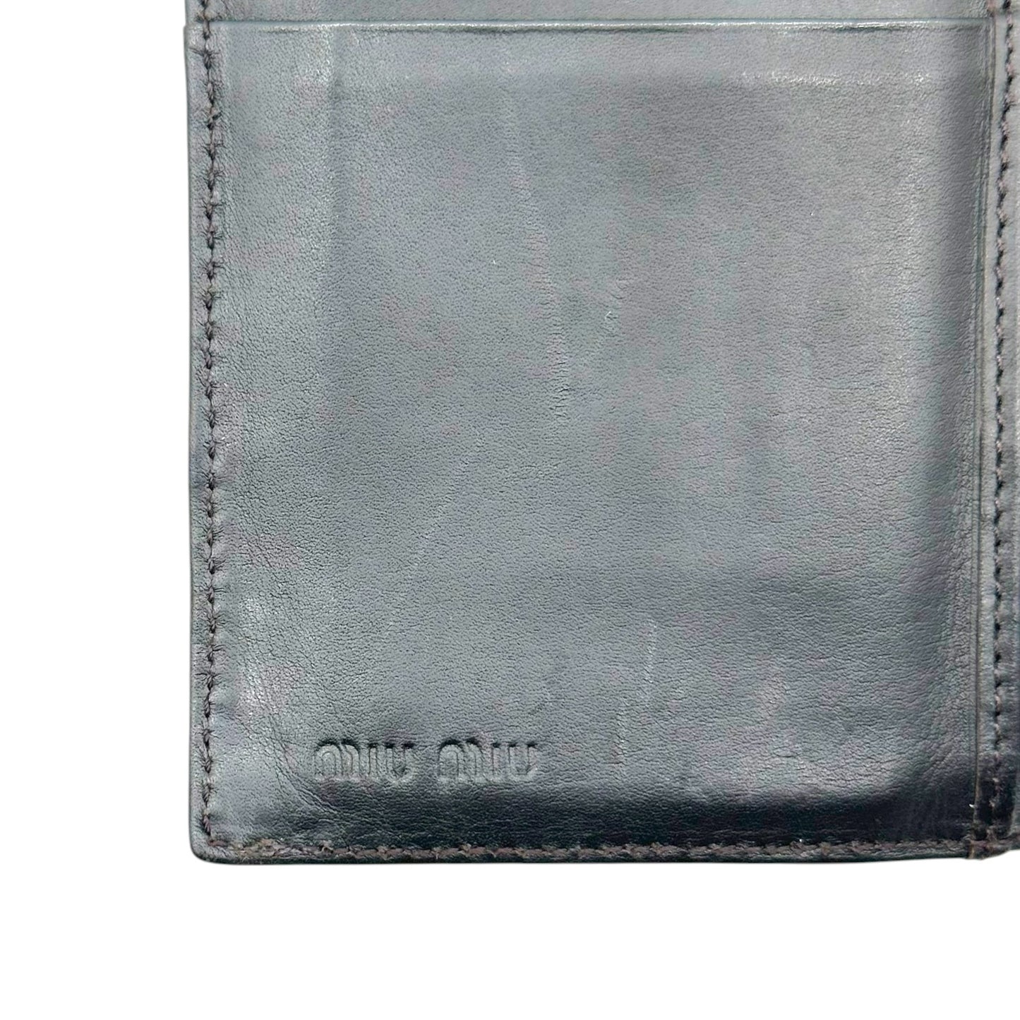 Miu Miu Ivory Faux Croc Tri-Fold Wallet