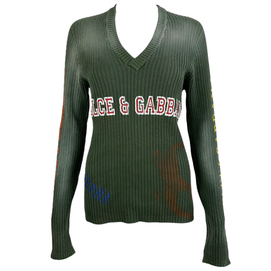 Dolce & Gabbana Gray Knit Logo Sweater - Outfit Repeater