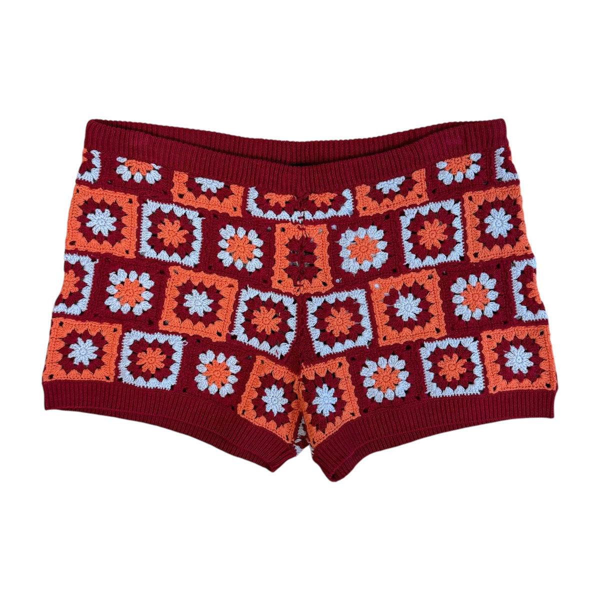 Hysteric Glamour Crochet Bra Top Red Orange Mini Shorts Set