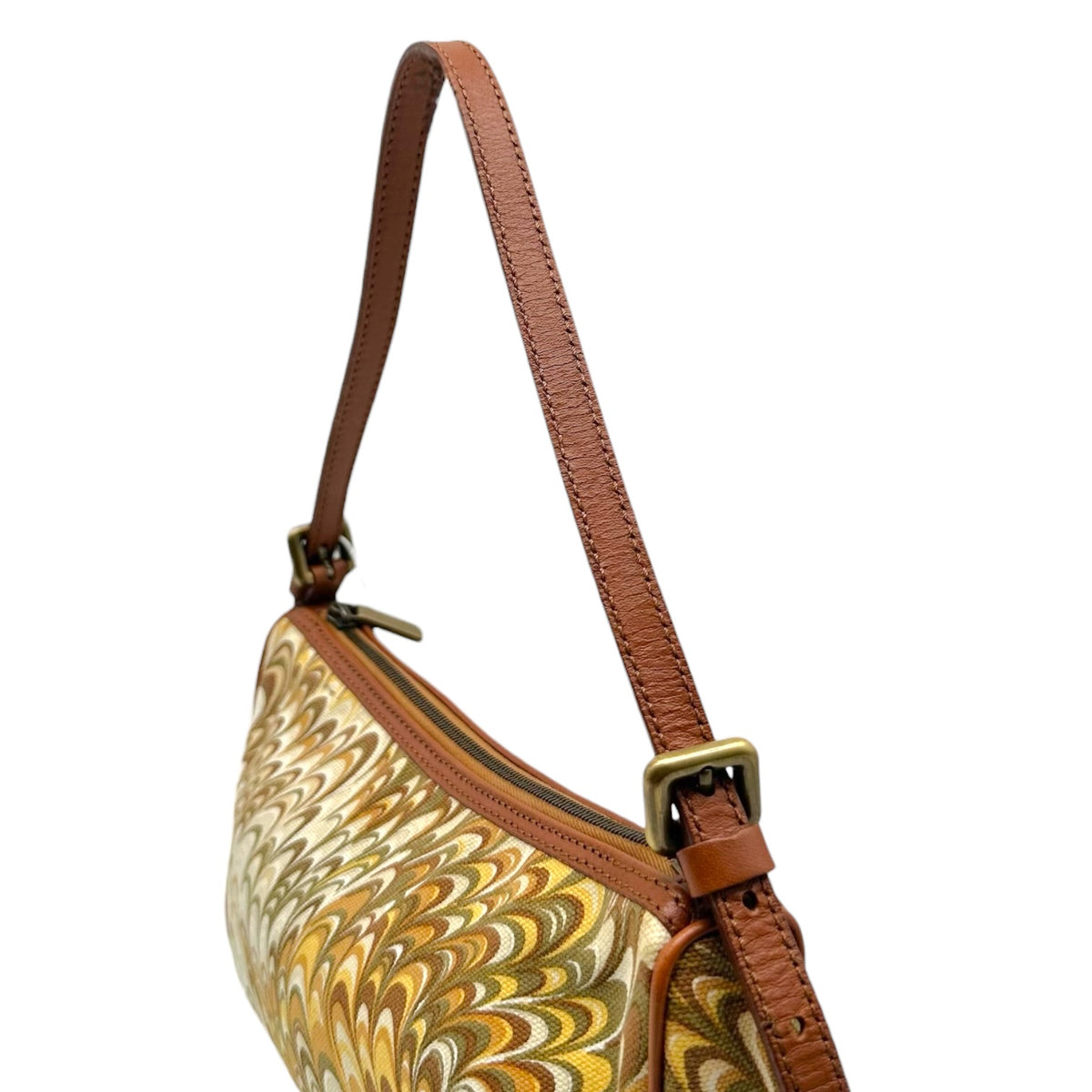 Celine Pochette Bag Brown Khaki Green Swirl Print