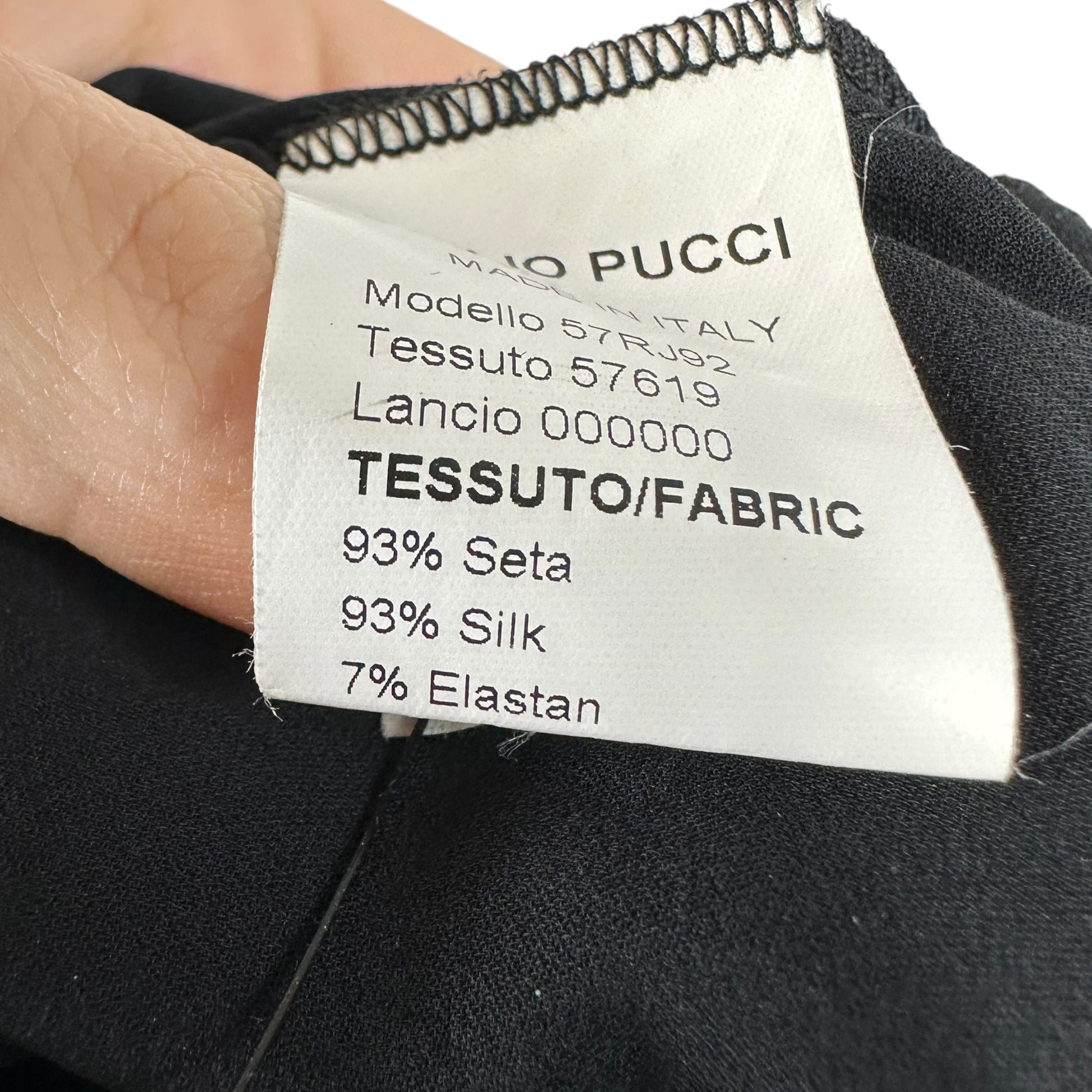 Emilio Pucci Silk Peasant Blouse Black Gold Beaded