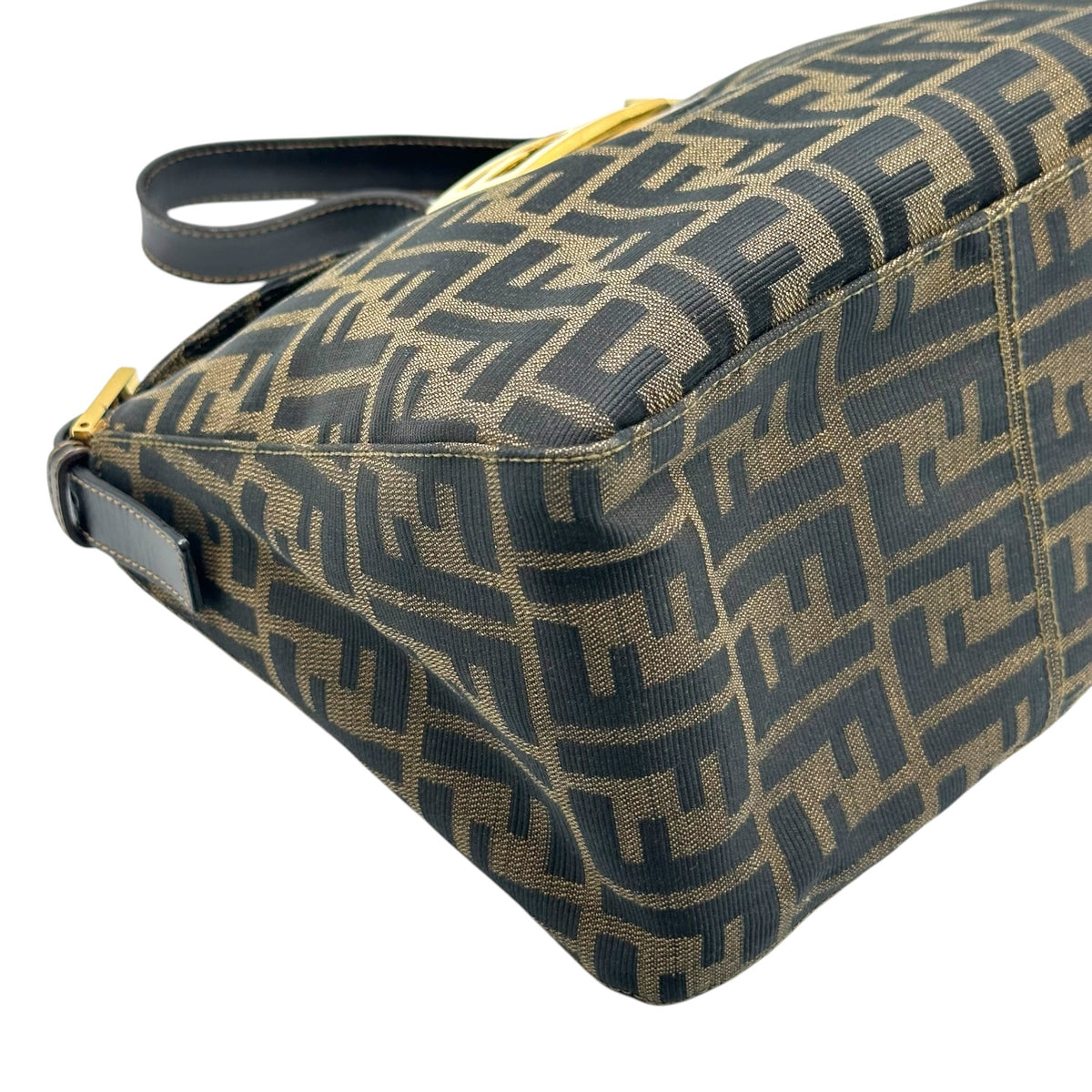 Fendi Brown Zucca Monogram Fold-Over Baguette Bag