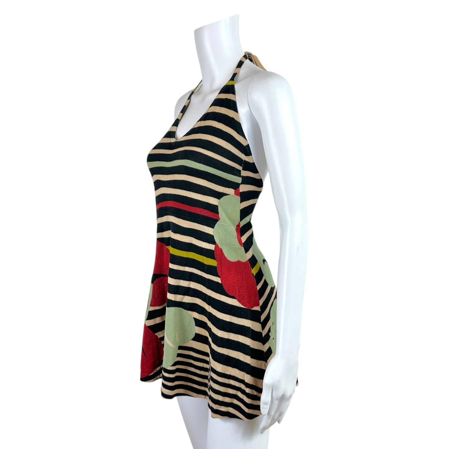 Christian Lacroix Knit Halter Mini Dress Multicolor Floral