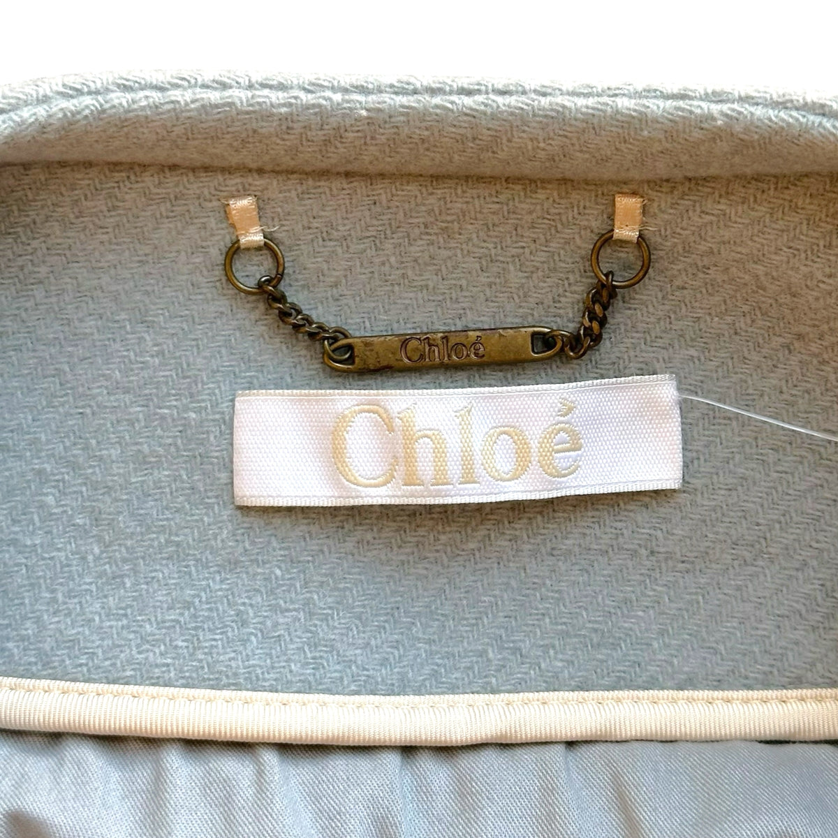Chloe Cropped Napoleon Jacket Light Blue Wool Wide Sleeve