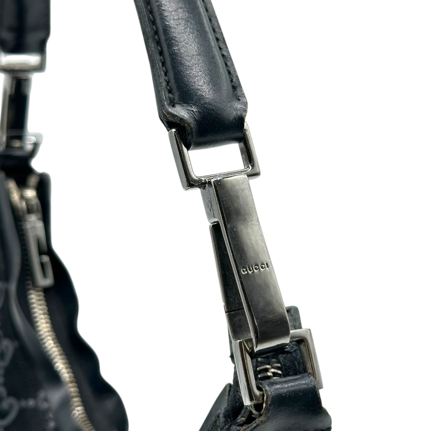 Gucci Black Suede Monogram Shoulder Bag