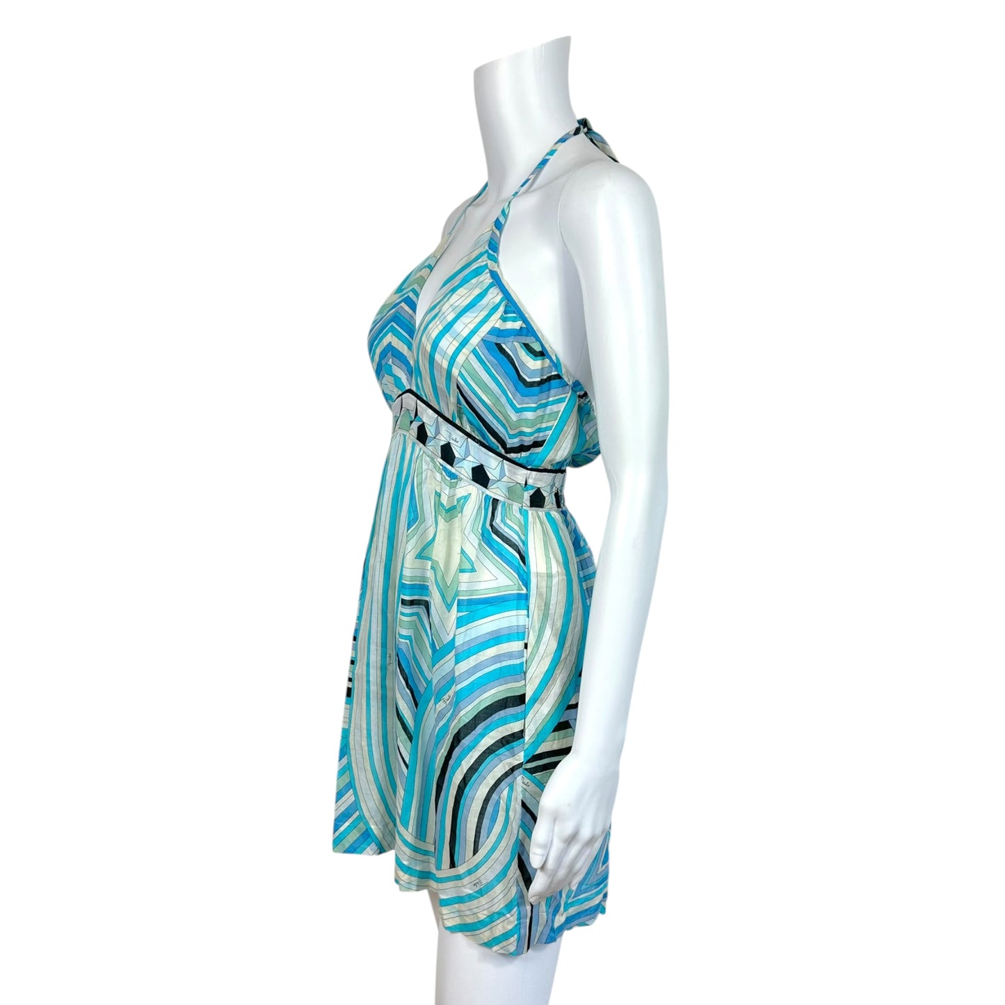 Emilio Pucci Blue Patterned Halter Neck Cami Top
