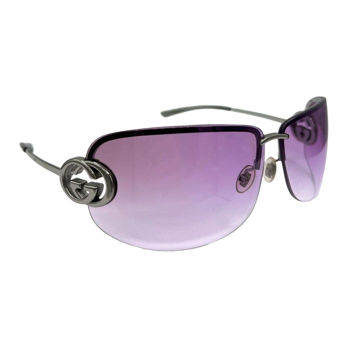 Gucci Purple Rimless Logo Lens Gradient Shield Sunglasses GG2782 w/ Case