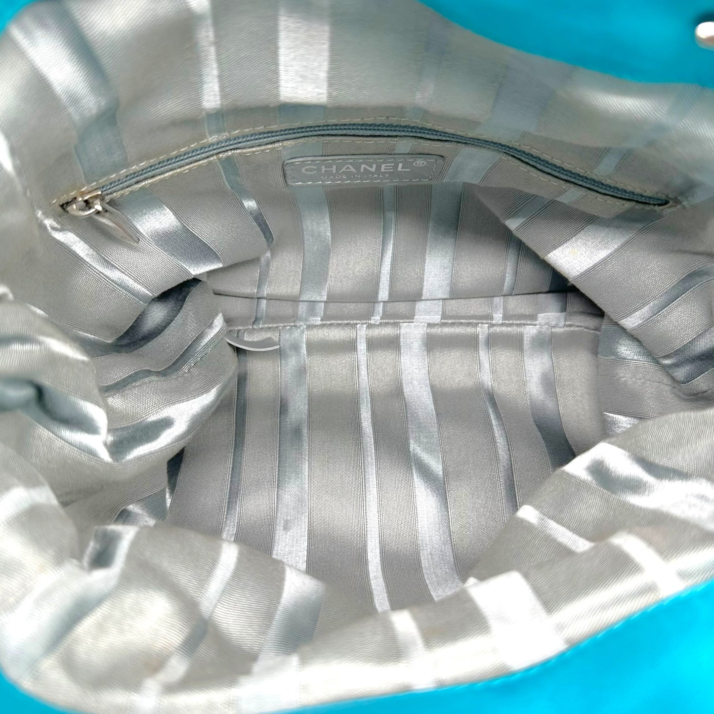 Chanel Teal Lambskin CC Logo Small Tote Bag 2008-09