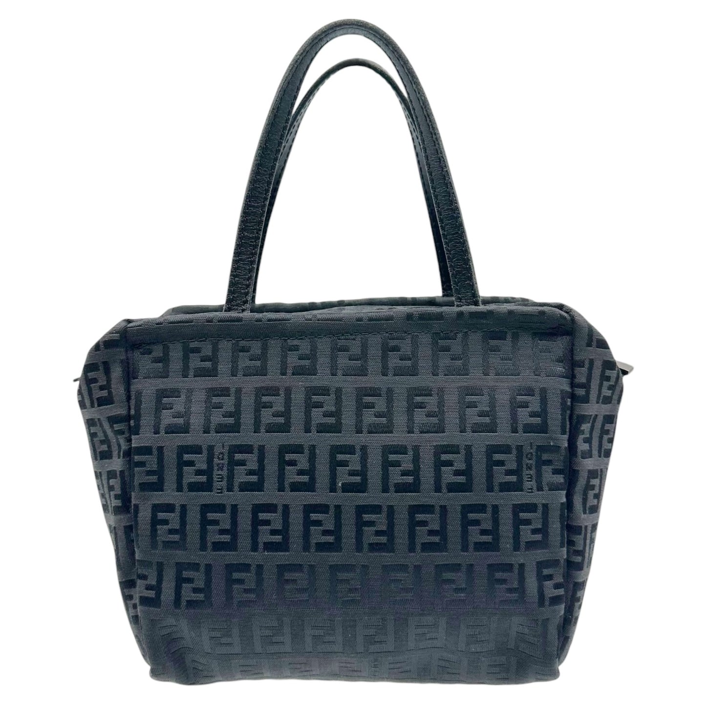 Fendi Black Zucchino Monogram Mini Pochette Bag