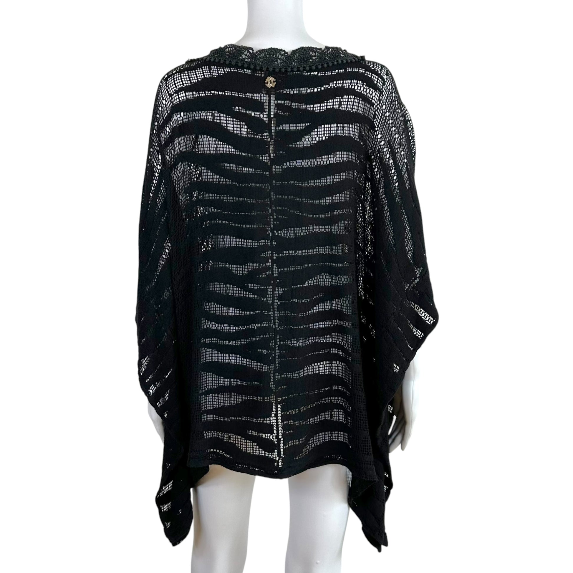 Roberto Cavalli Black Zebra Cashmere Knit Beach Cover-Up