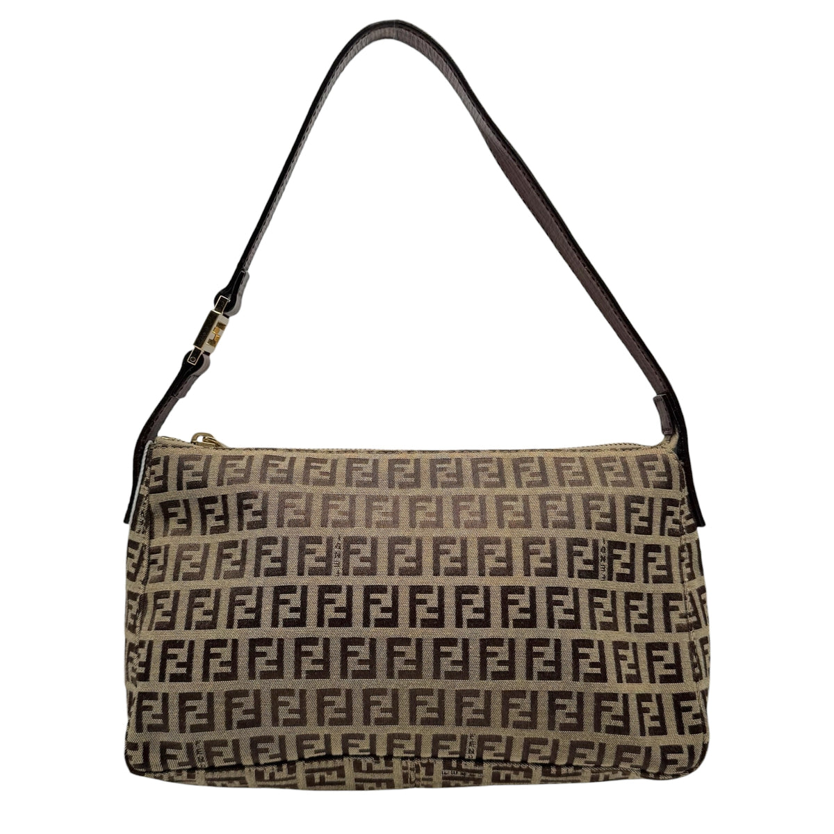 Fendi Shoulder Bag Light Brown Zucchino Monogram Fabric