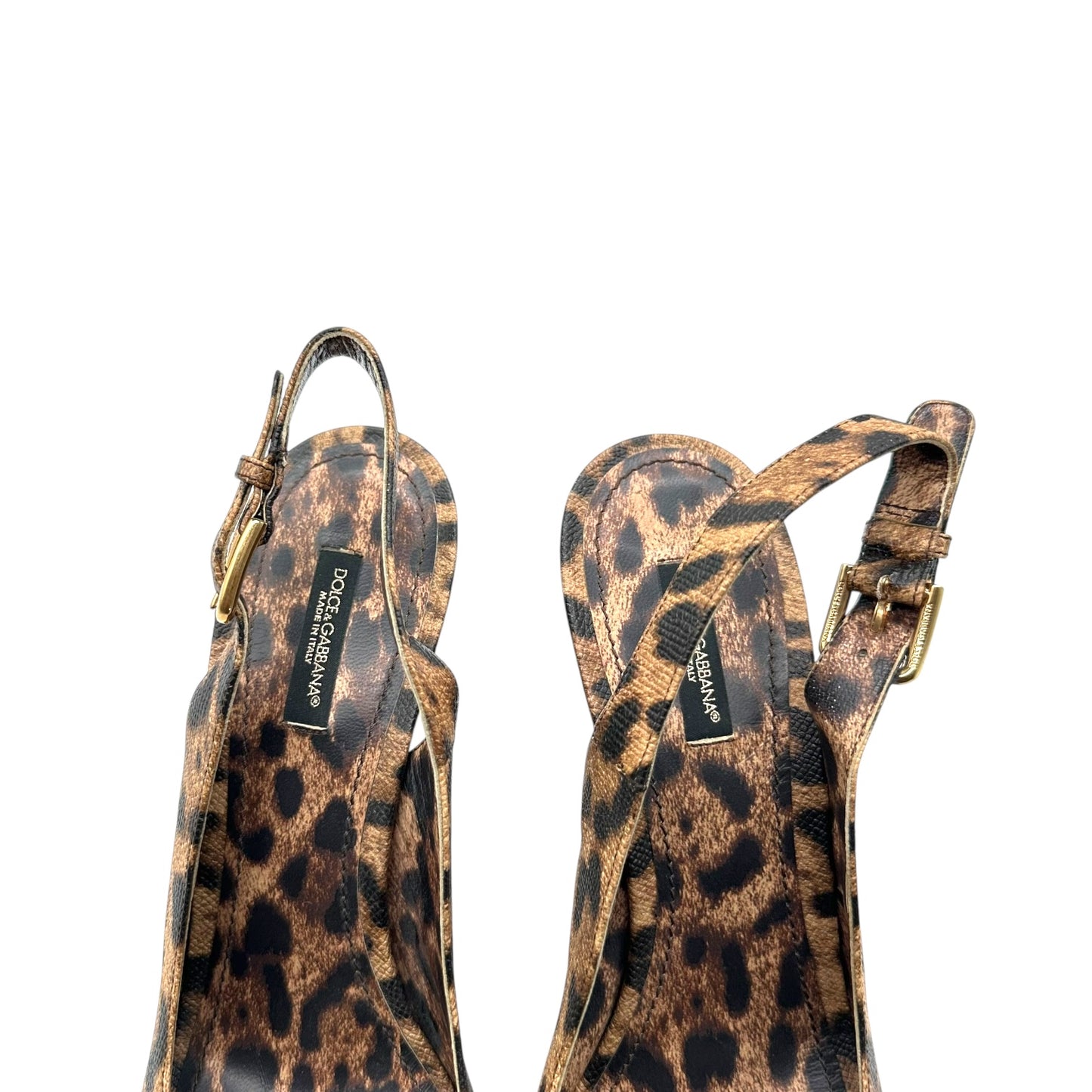 Dolce & Gabbana Brown Leopard Wooden Platform Sandals
