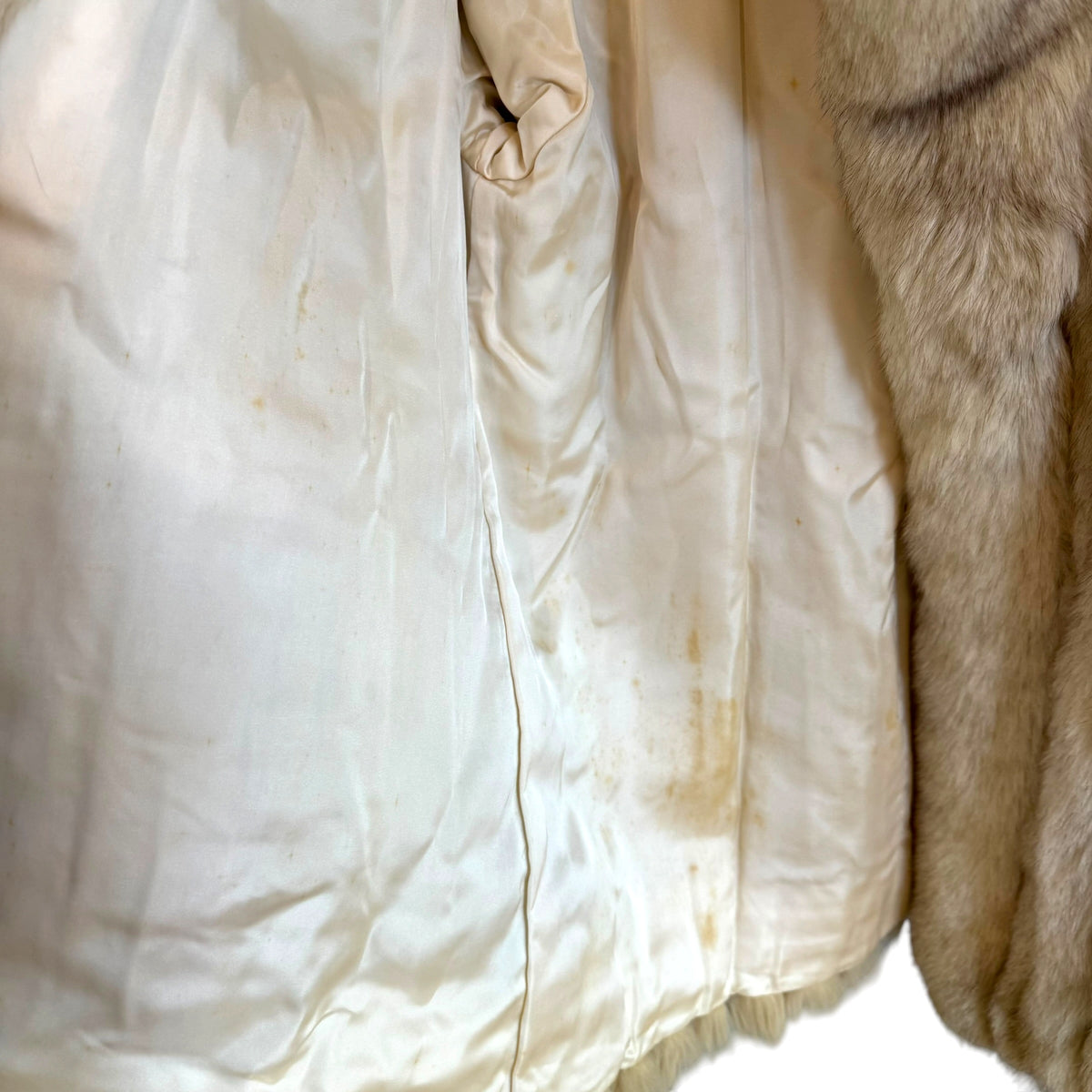 Malvoisic White Striped Fox Fur Coat 1990s Vintage