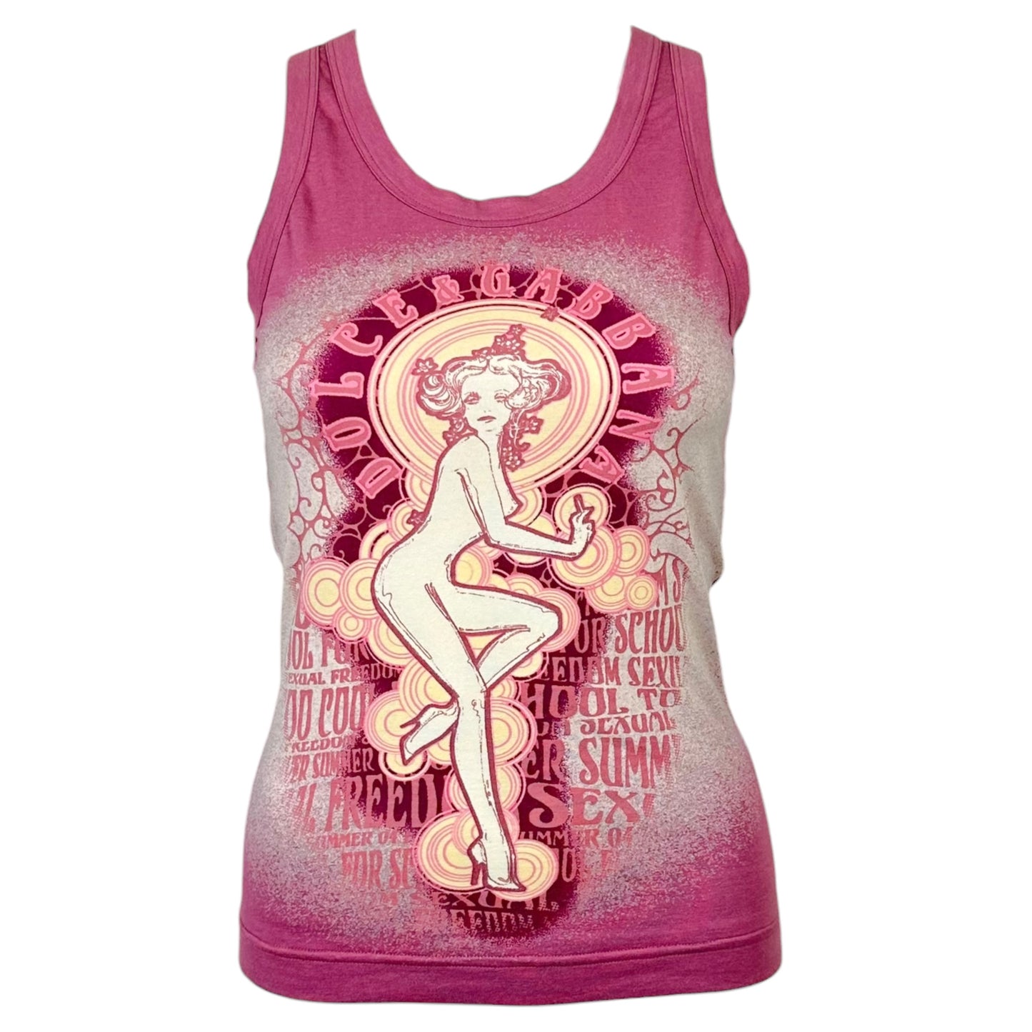 Dolce & Gabbana F/W 2002 Pink Naked Lady Graphic Tank NEW