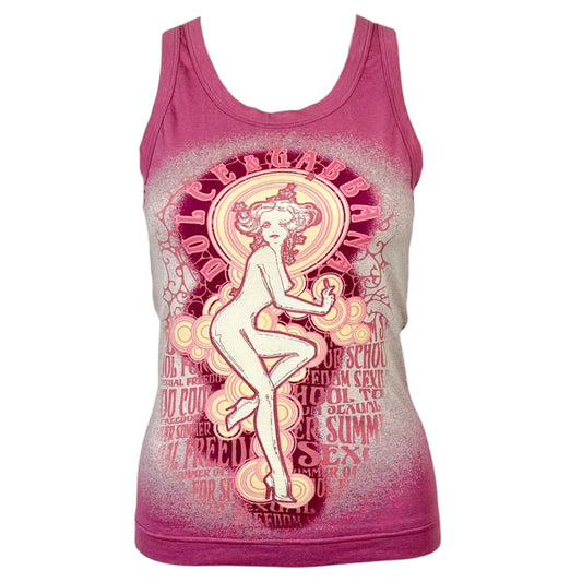Dolce & Gabbana F/W 2002 Pink Naked Lady Graphic Tank NEW