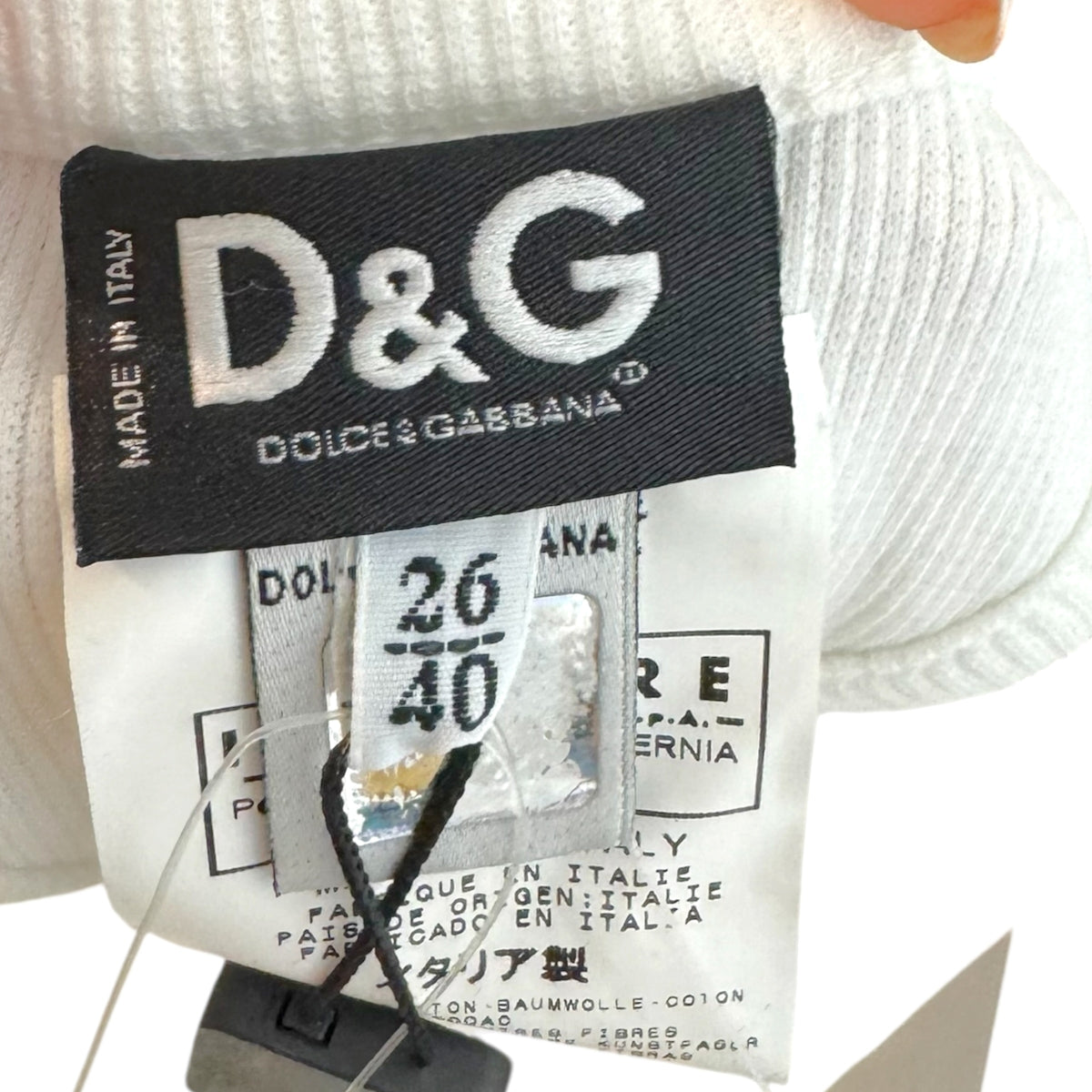 D&G Dolce & Gabbana White & Black Beaded Logo Racerback Tank NEW