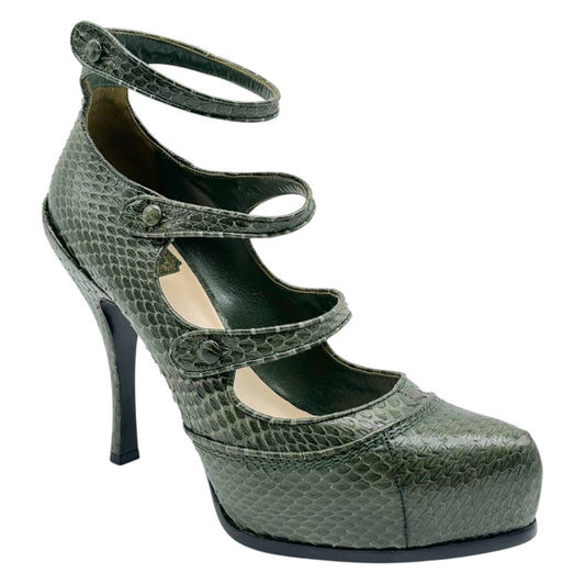 Christian Dior Forest Green Python Platform Pumps