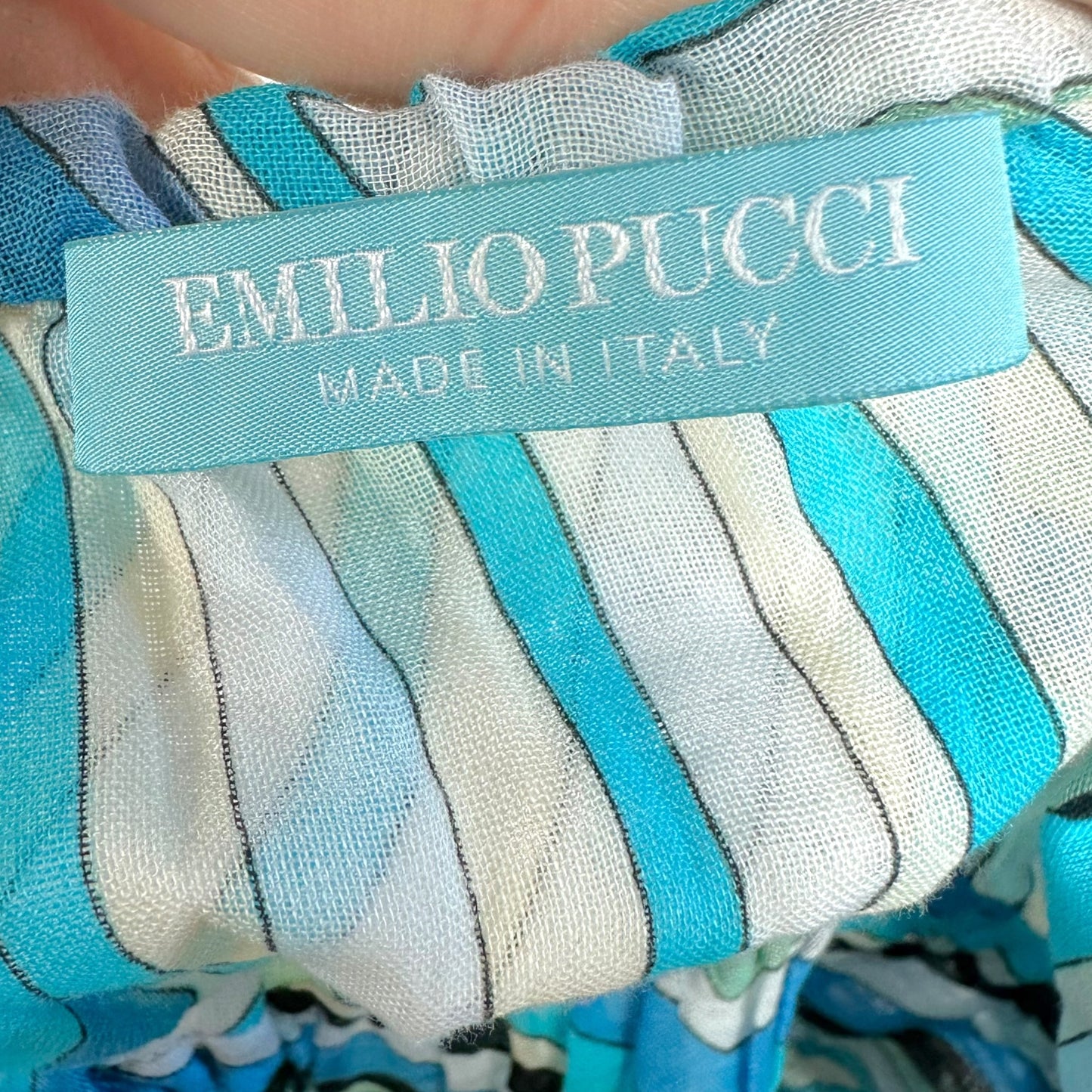 Emilio Pucci Blue Patterned Halter Neck Cami Top