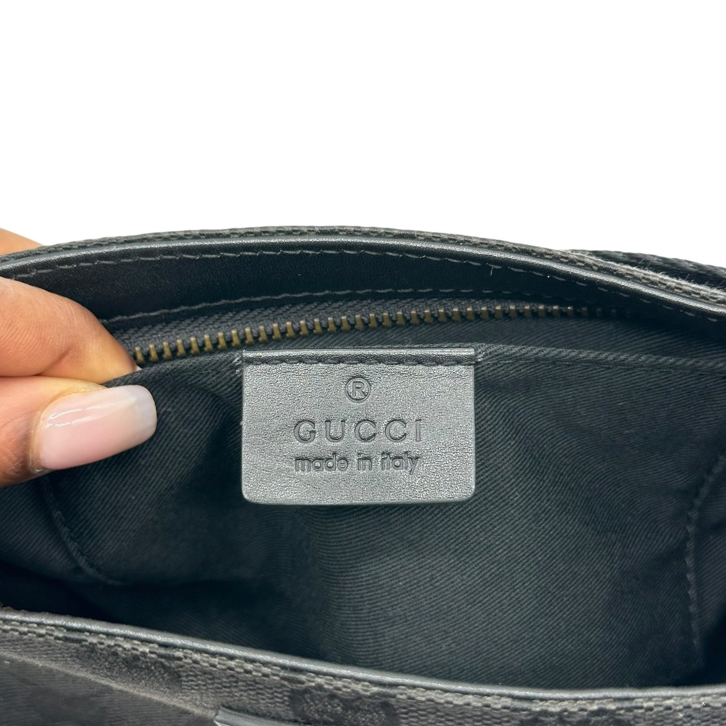 Gucci Black Canvas Monogram Pochette Bag