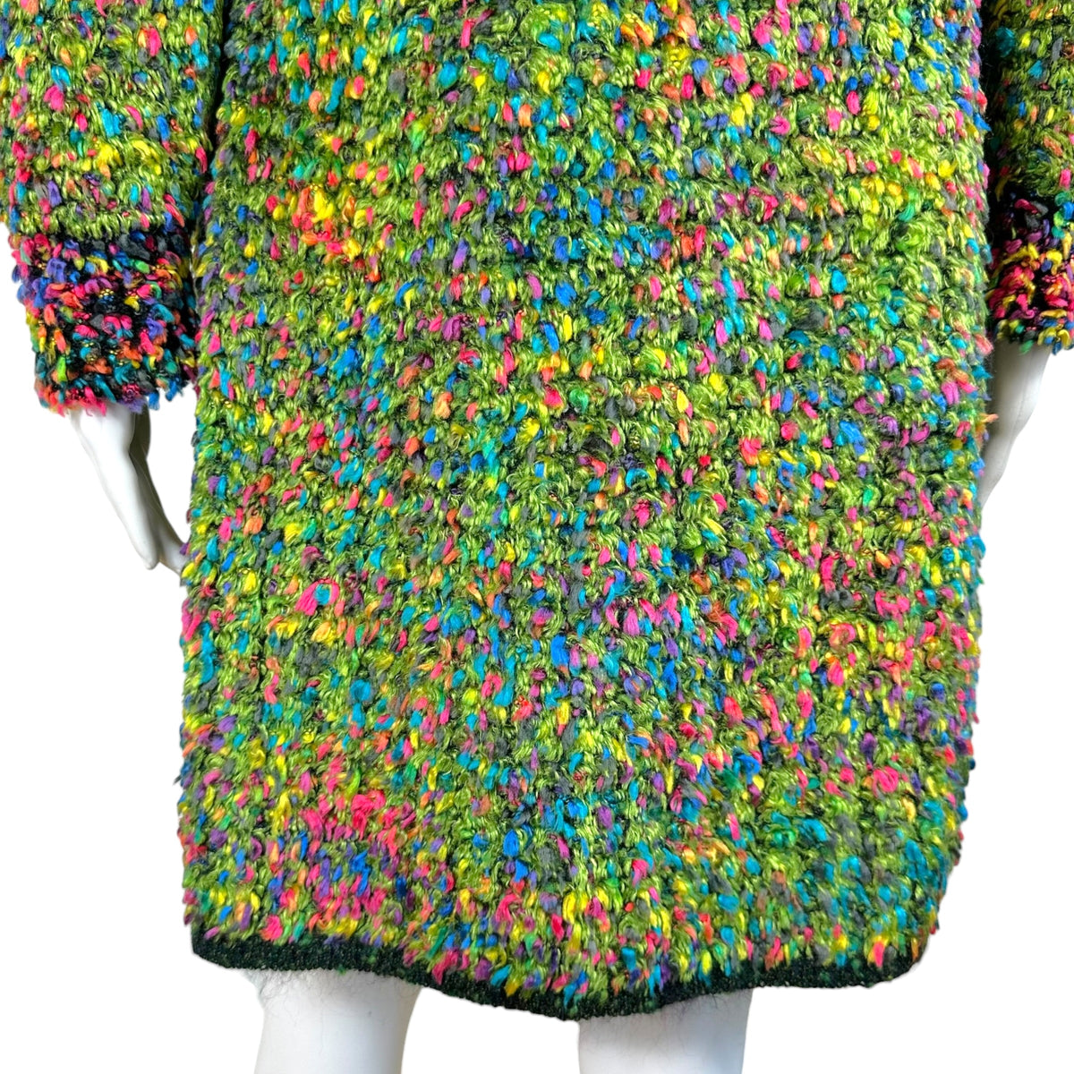 Chanel Green Multicolor Fuzzy Knit Tweed Cardigan