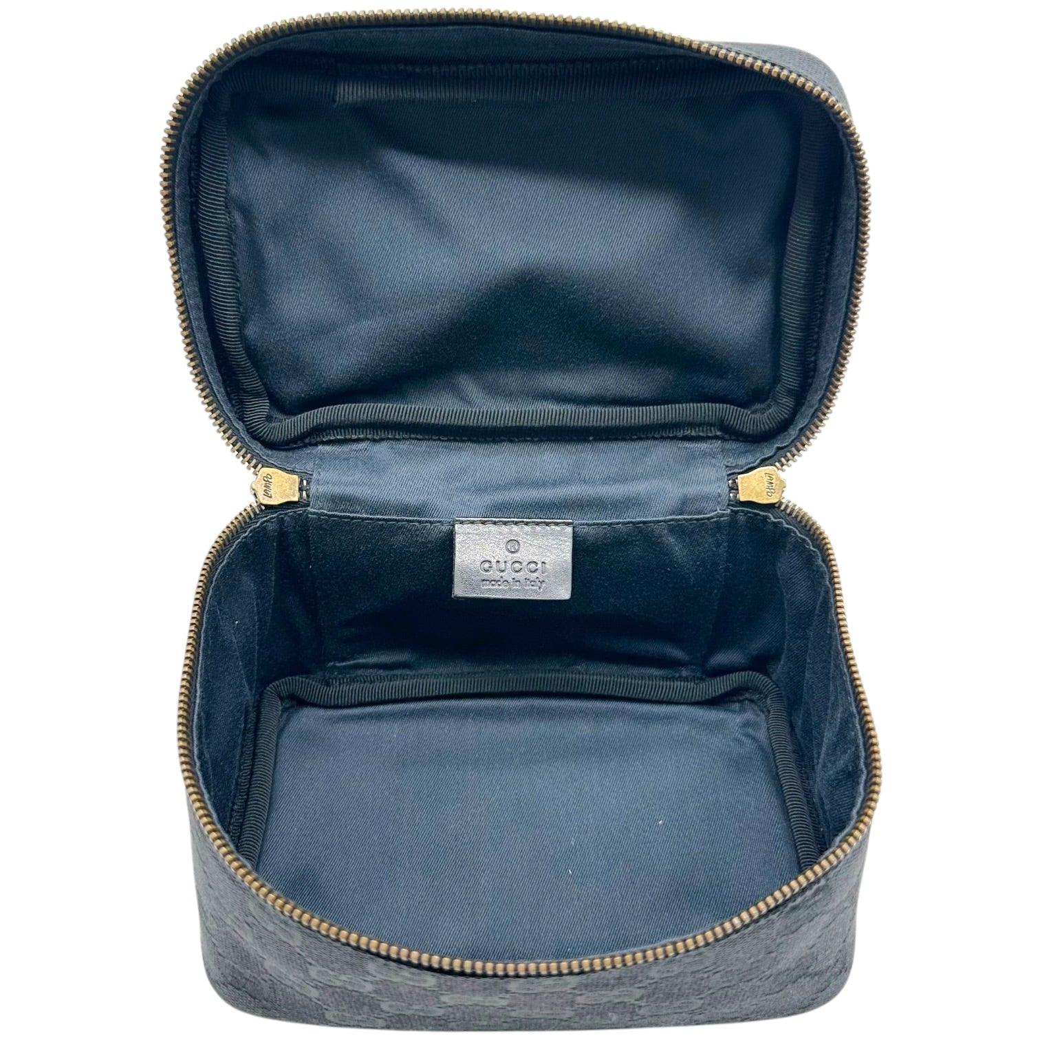 Gucci Black Canvas Monogram Mini Vanity Bag