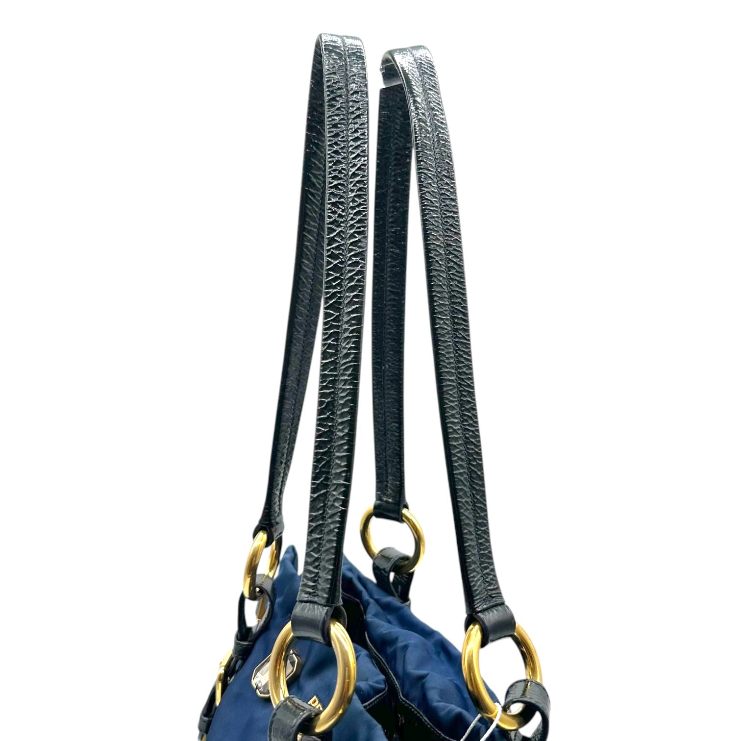 Prada Navy Blue Black Crystal Embellished Tote Bag