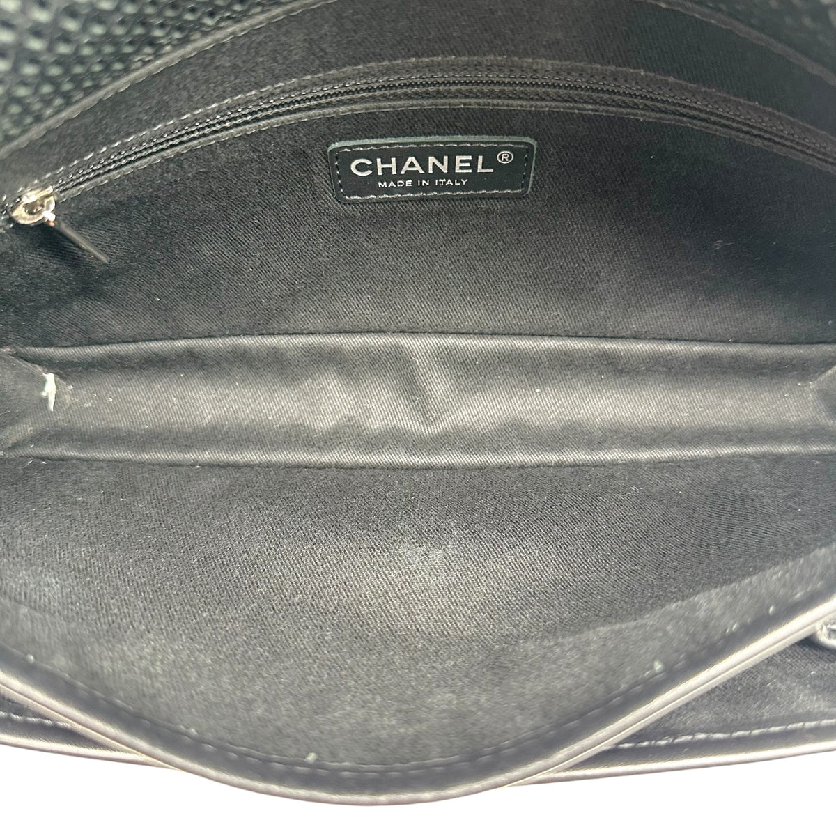 Chanel Black Perforated Leather Medium Flap Shoulder Bag