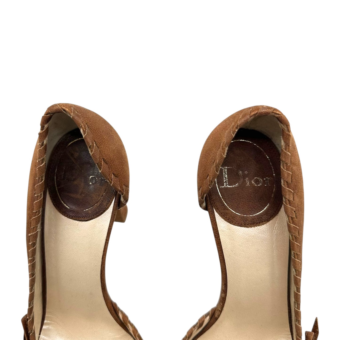 Christian Dior Brown Suede Whipstitch Heels