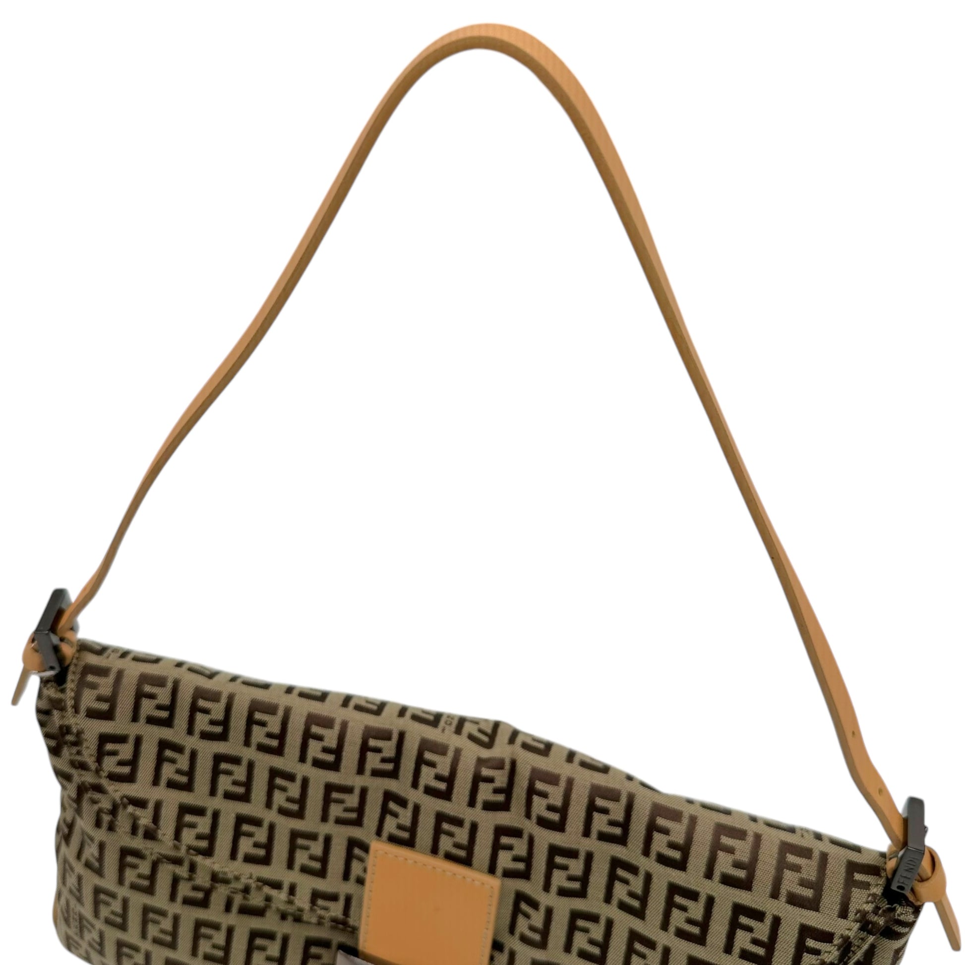 Fendi Tan Zucchino Monogram Fold-Over Baguette Bag - Outfit Repeater