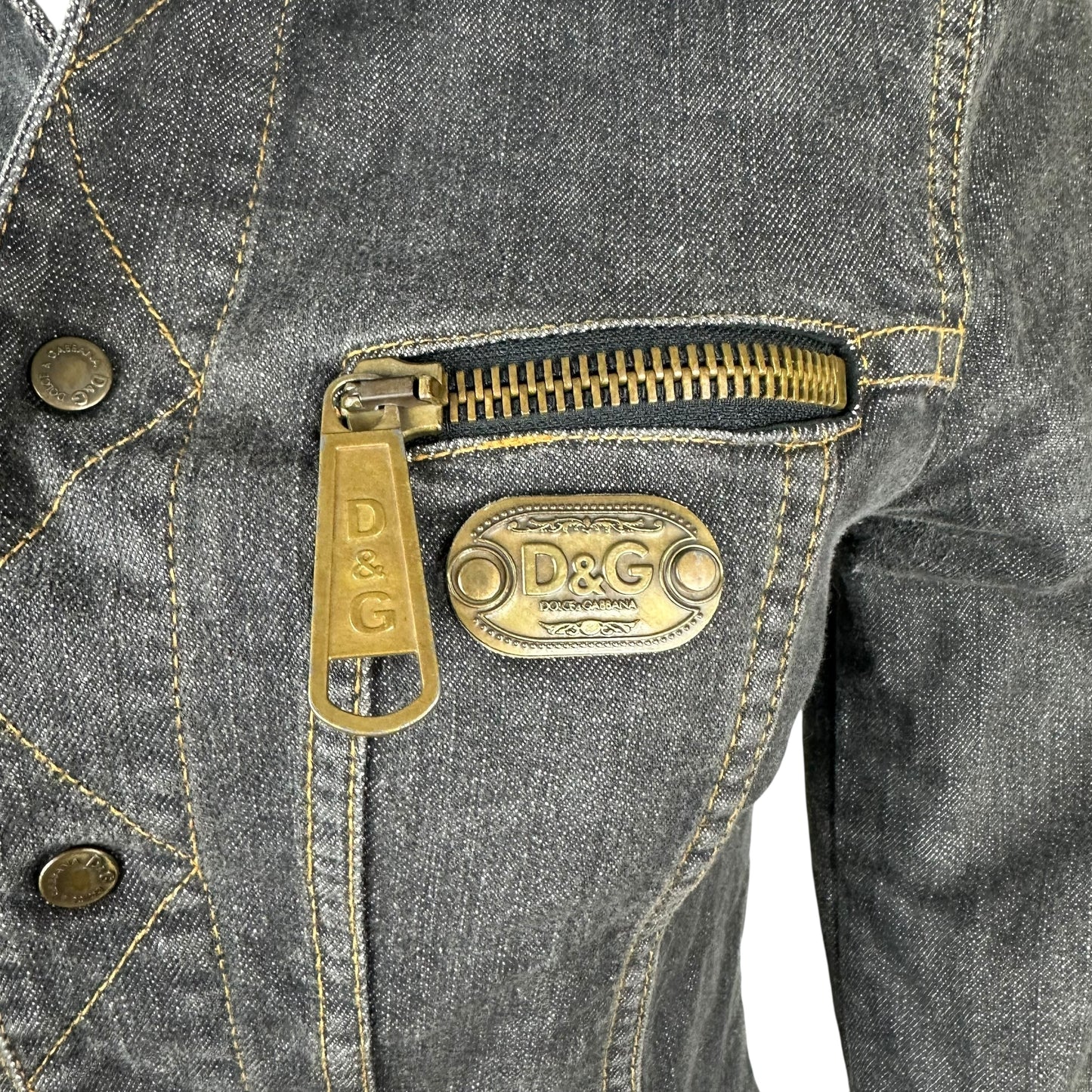 D&G Dolce & Gabbana Dark Wash Denim Corseted Jacket