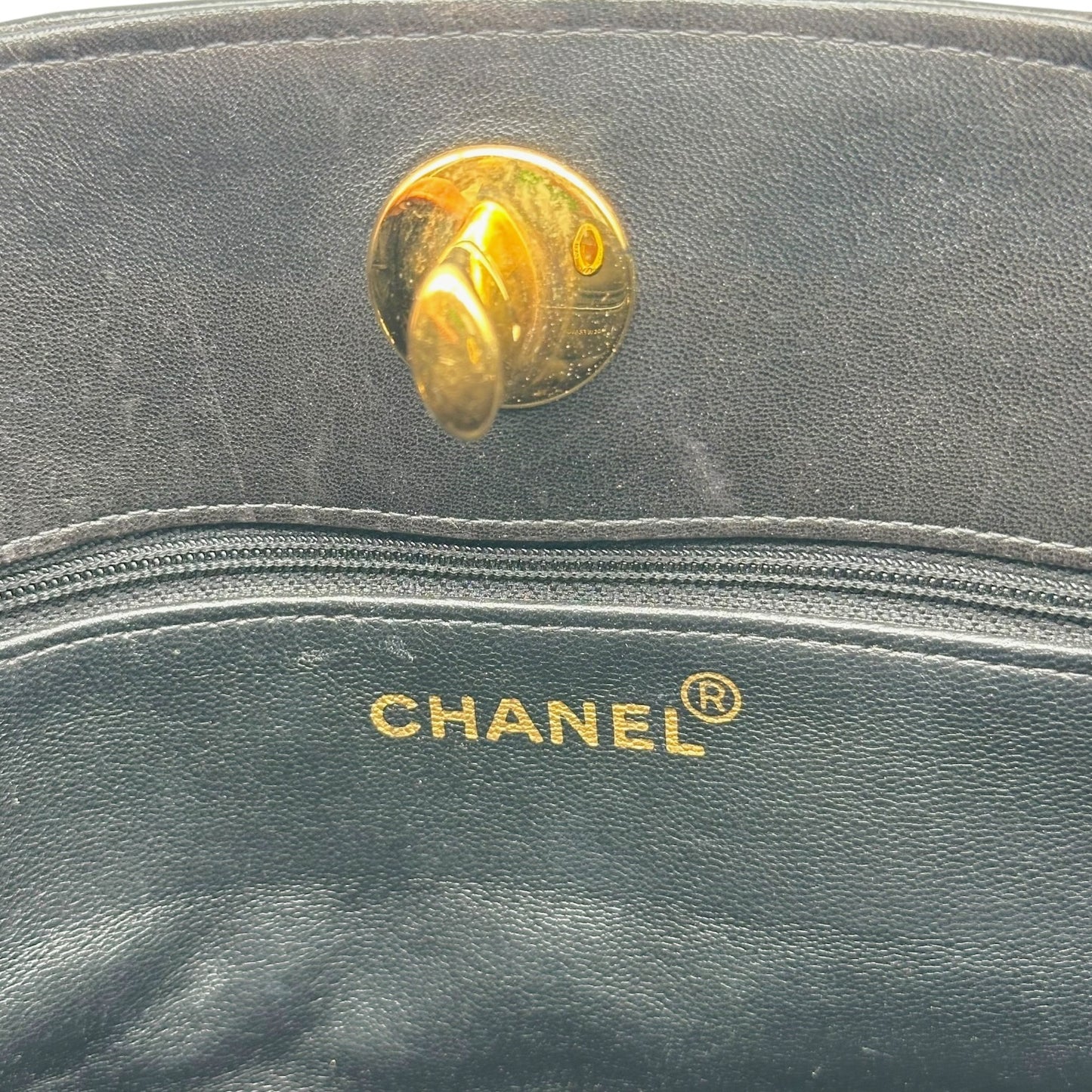 Chanel Black Matelasse Lambskin Handbag with Gold CC Clasp