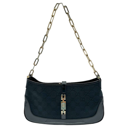 Gucci Black Monogram & Gold Chain Strap Jackie Shoulder Bag