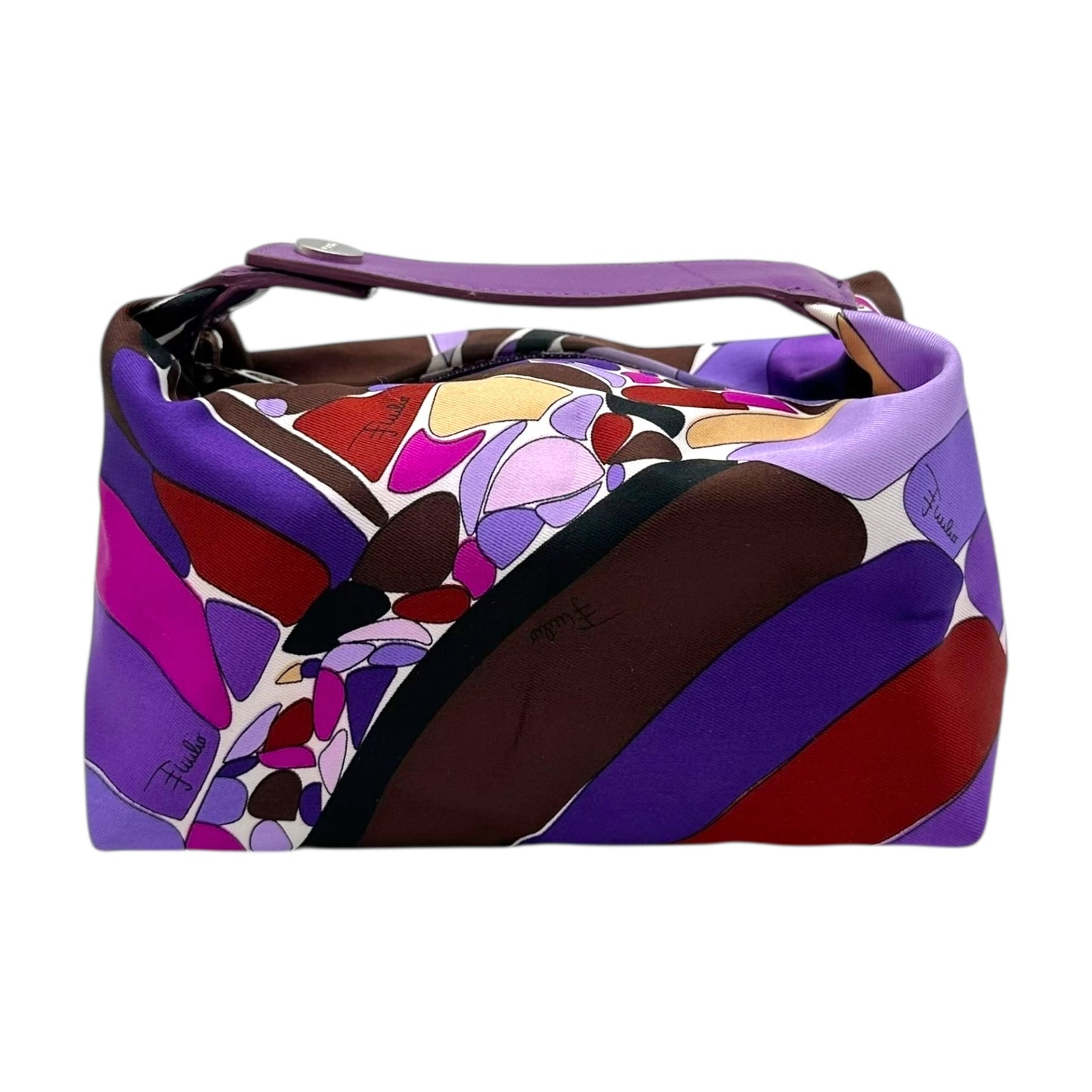 Emilio Pucci Purple Silk Printed Pochette Bag NEW
