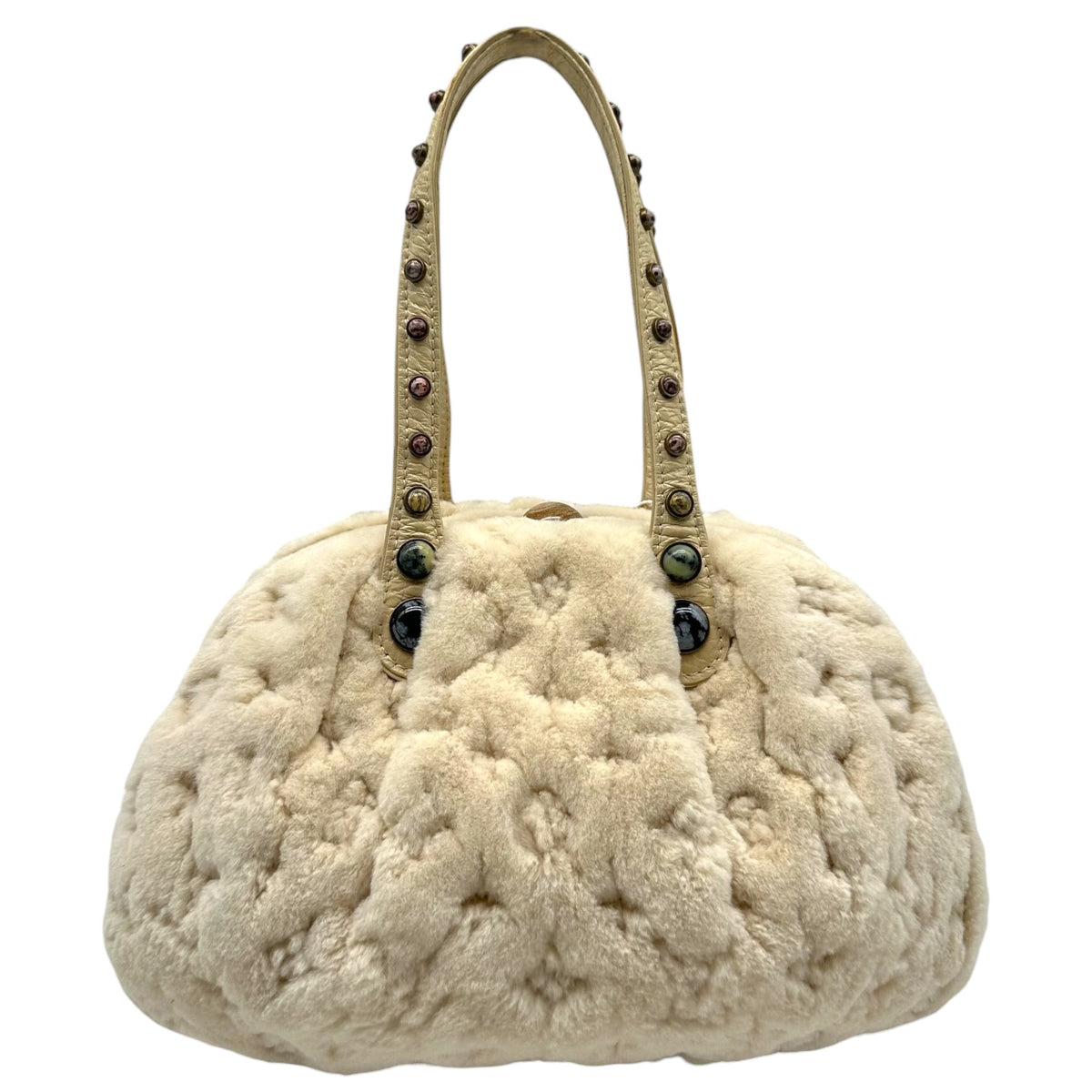 Louis Vuitton Ivory Mink Demi Lune Bag with Monogram