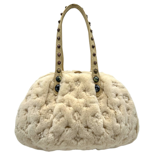 Louis Vuitton Ivory Mink Demi Lune Bag with Monogram