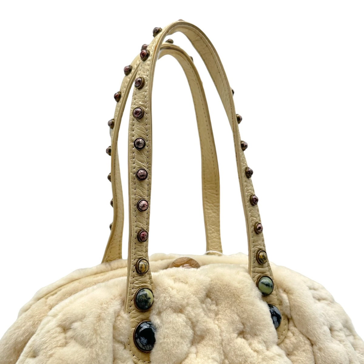 Louis Vuitton Ivory Mink Demi Lune Bag with Monogram