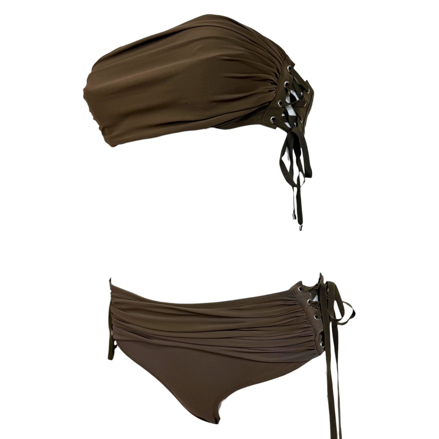 Jean Paul Gaultier x La Perla Brown Lace-Up Bikini Set