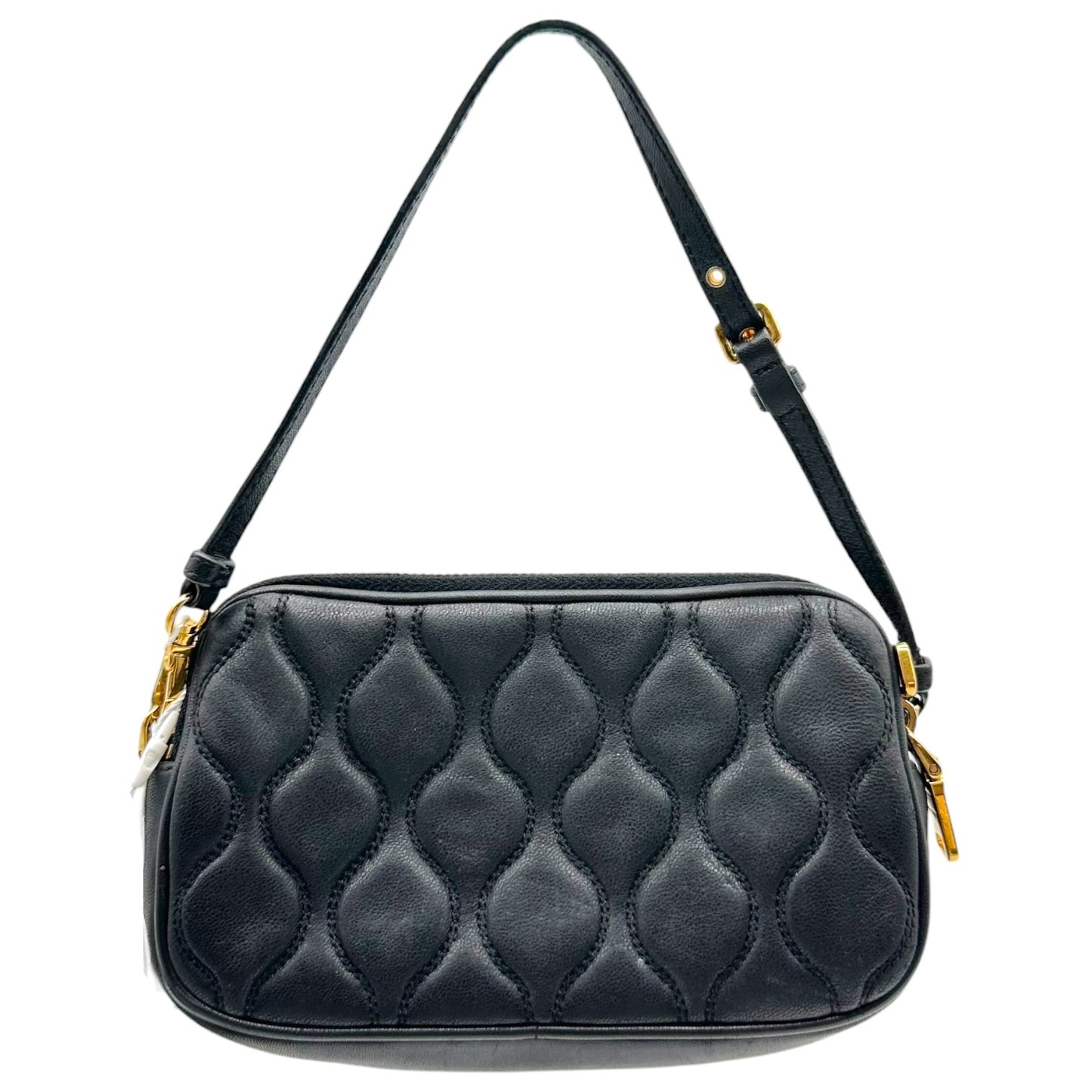 Miu Miu Black Gold Quilted Leather Mini Pochette Bag