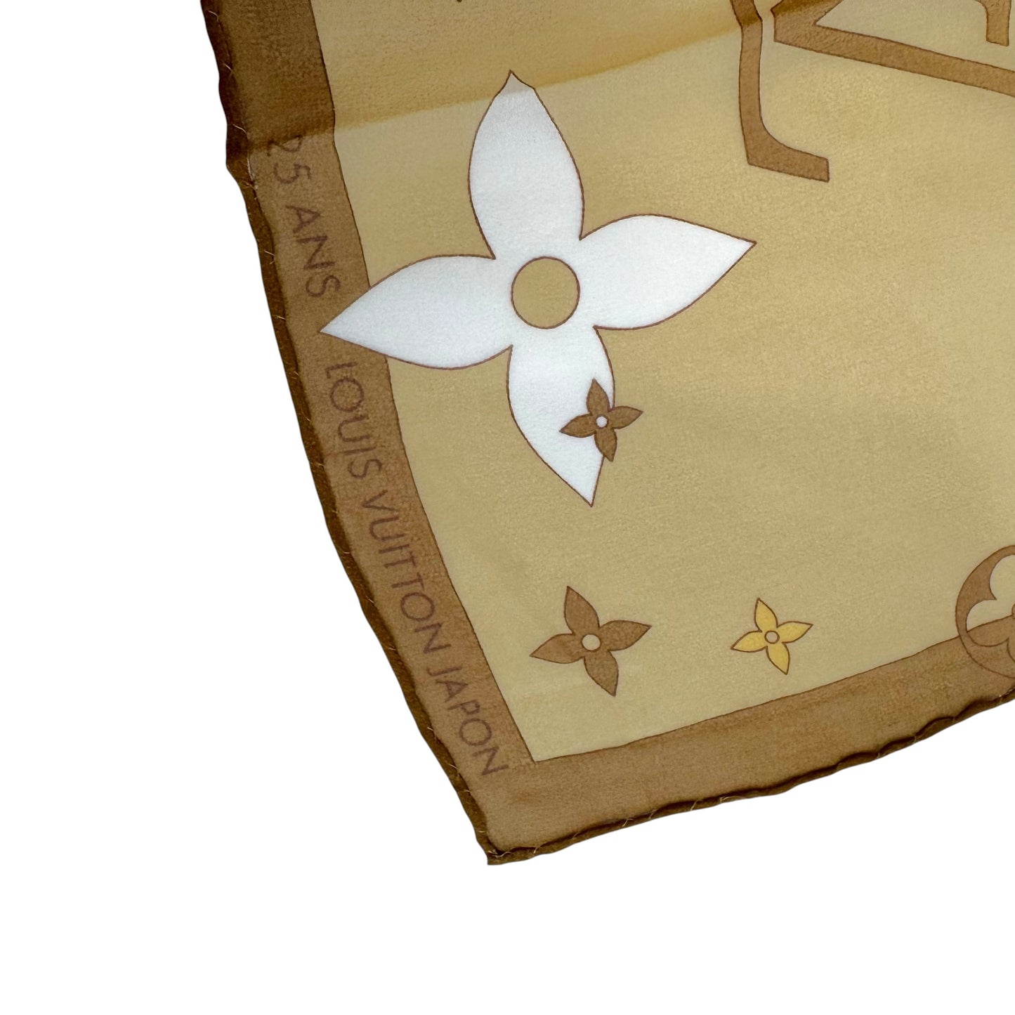 Louis Vuitton Beige & Brown Monogram Print Sheer Square Silk Scarf