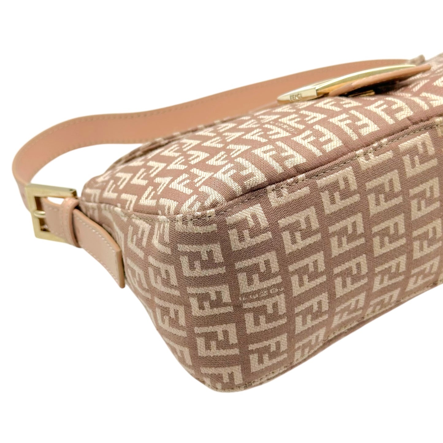 Fendi Pink Zucchino Monogram Fold-Over Baguette Bag