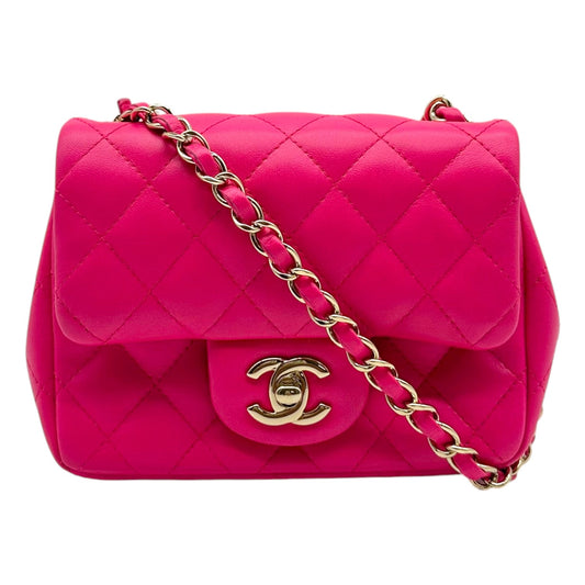 Chanel Hot Pink Matelasse Small Square Flap Bag