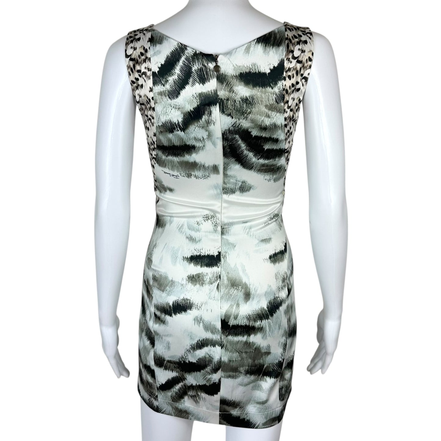 Just Cavalli Roberto Cavalli Gray Animal Print Satin Mini Dress