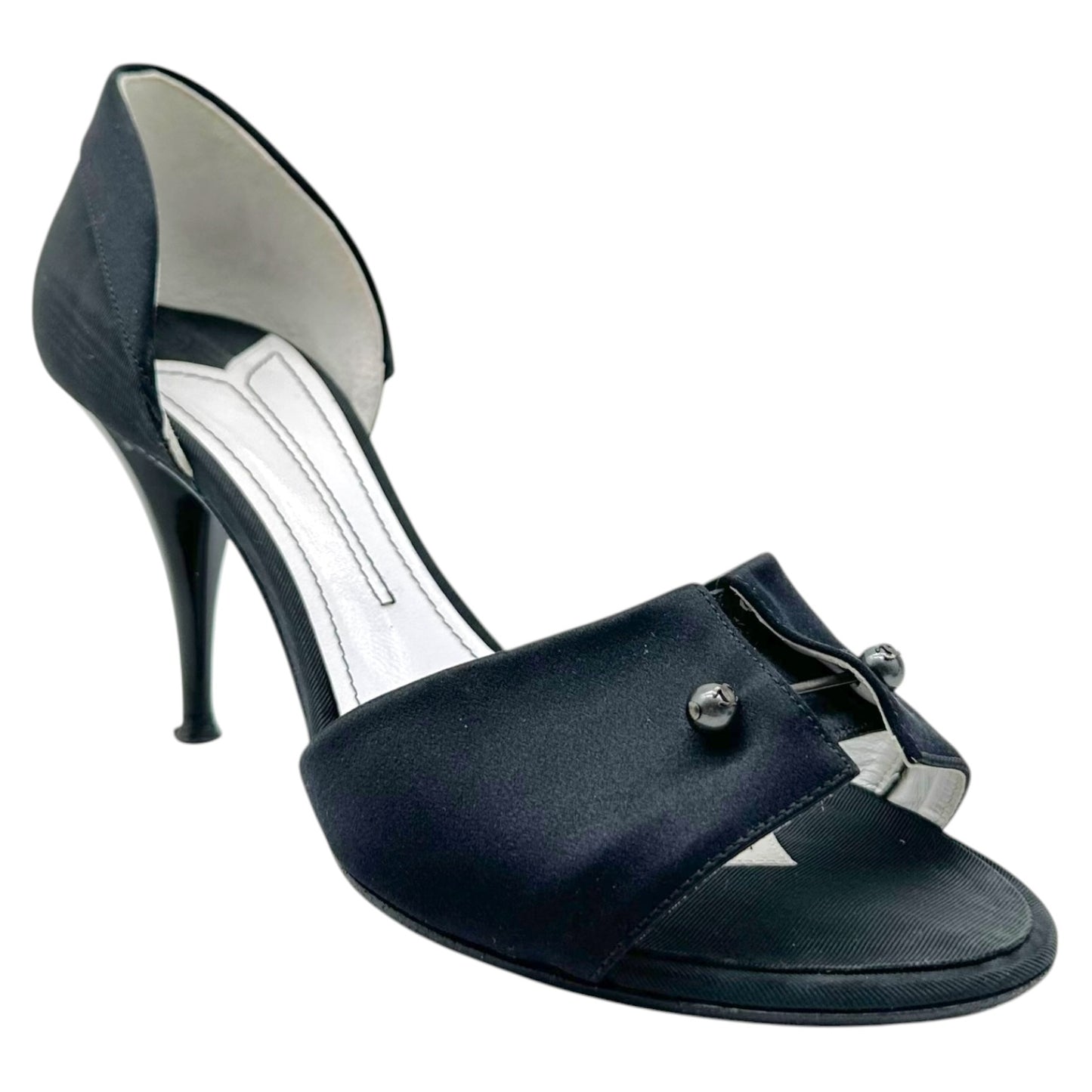 Chanel Tuxedo Black Silk Slingback Heels