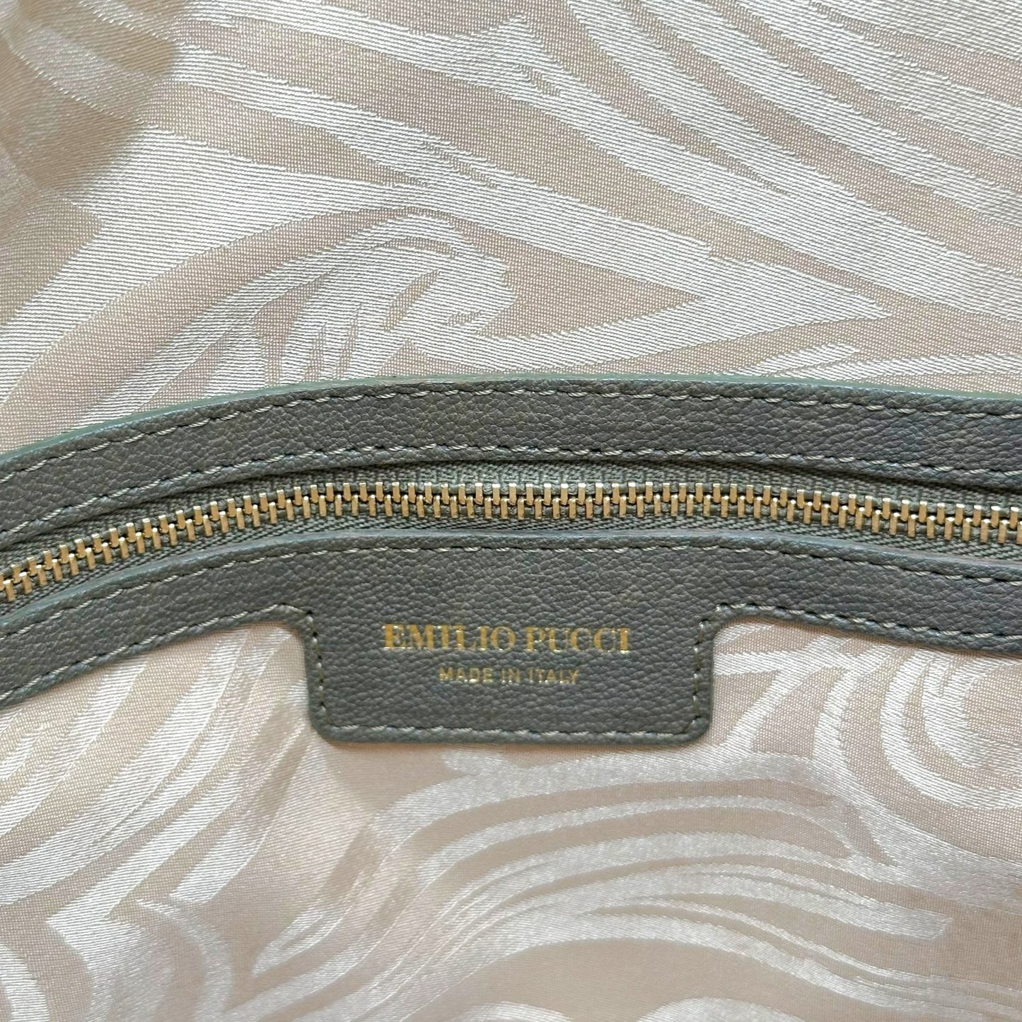 Emilio Pucci Gray Leather Gold Studded Clutch Bag