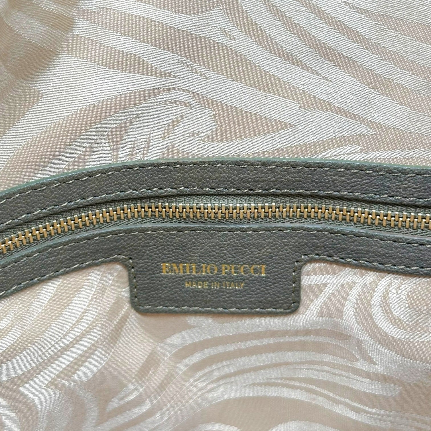 Emilio Pucci Gray Leather Gold Studded Clutch Bag