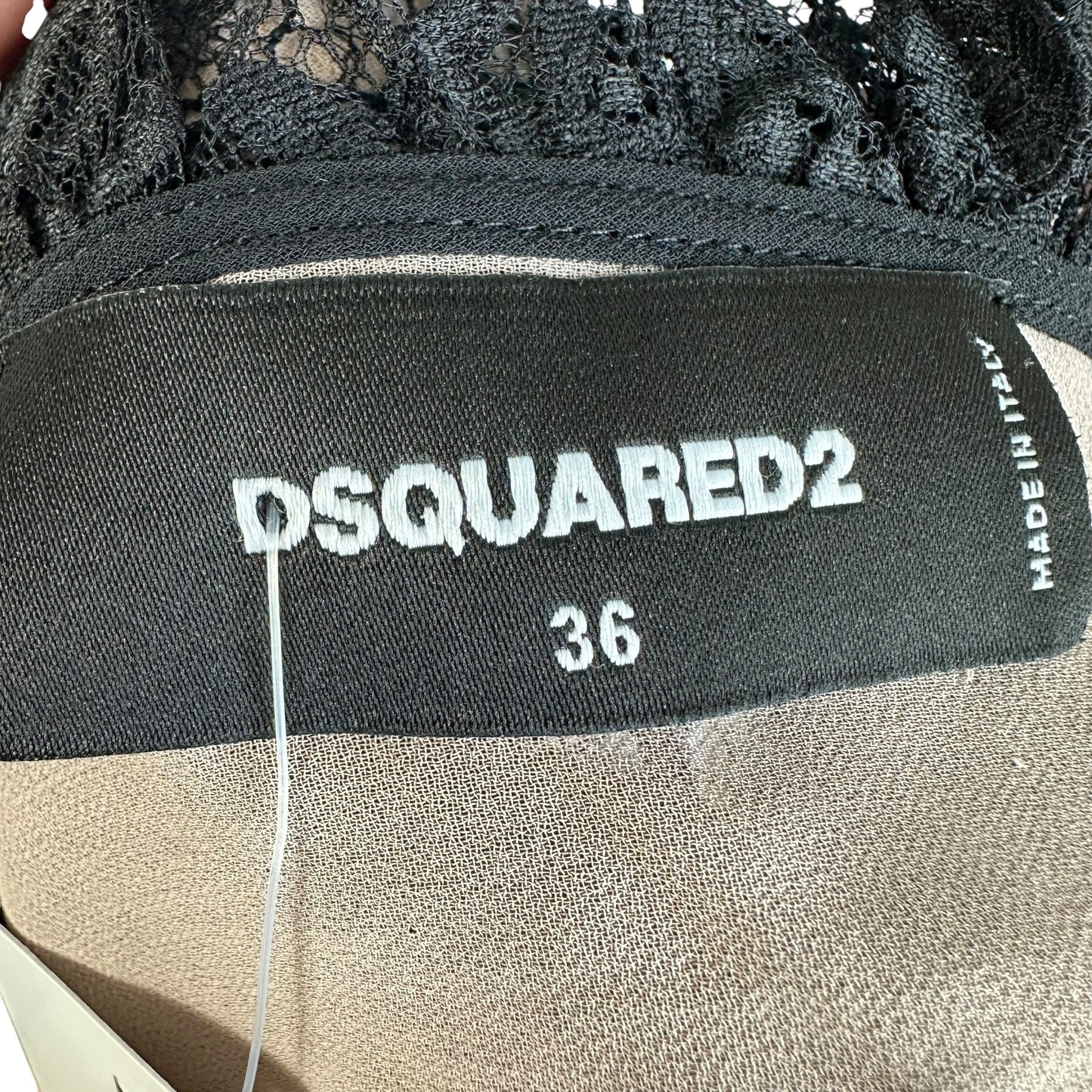 Dsquared2 Black Lace Ruffle Trim Mini Dress