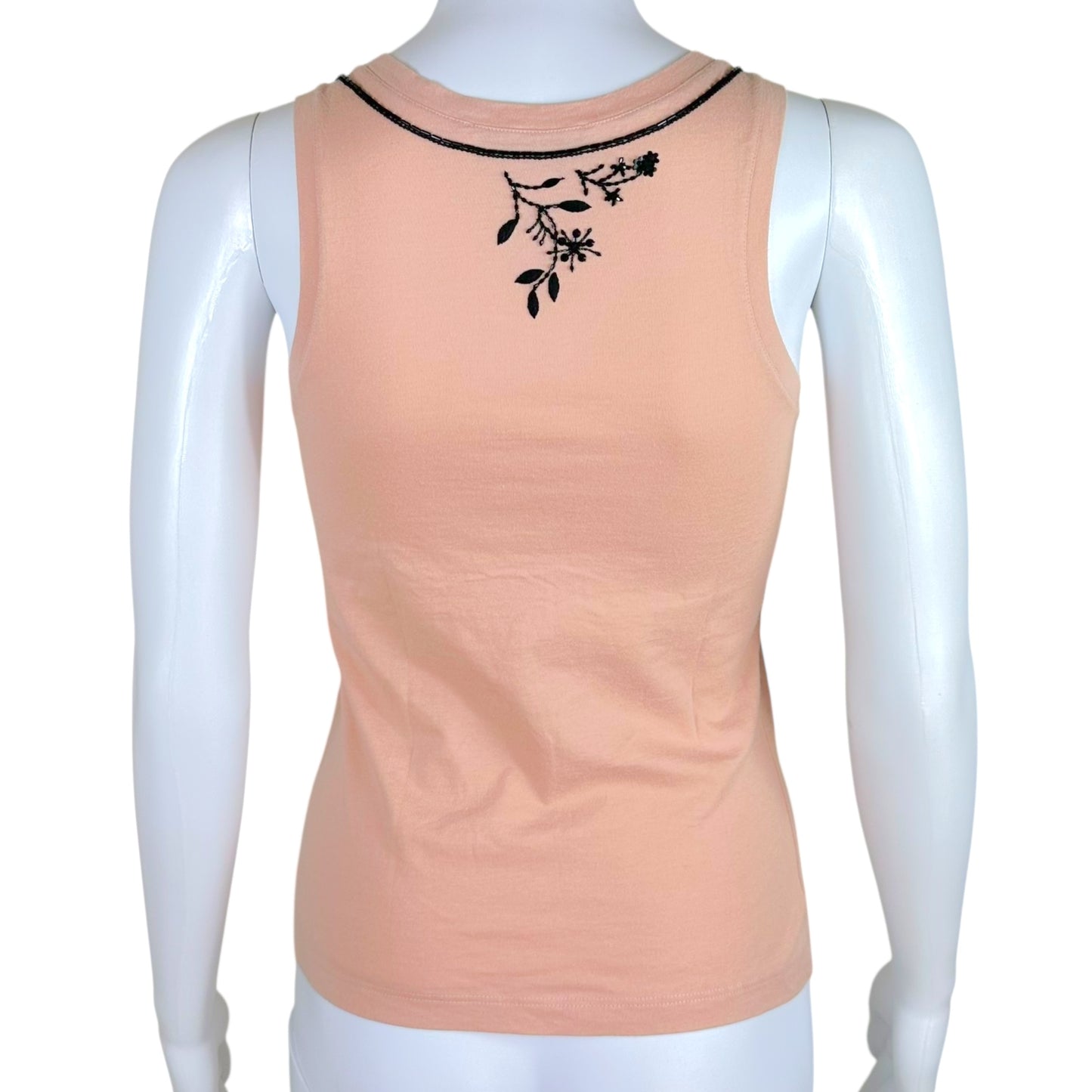 Christian Dior Black & Pink Beaded Logo Tank